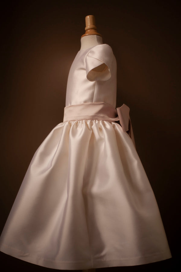 raw silk communion dresses Silk Wool Flower Girl Dress 7 / Diamond White