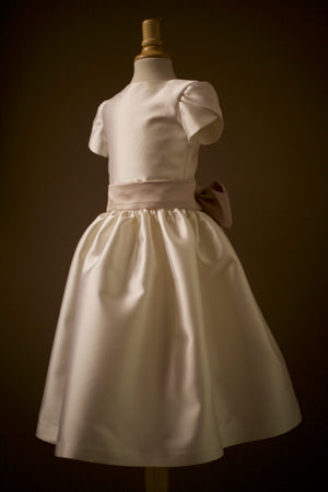 flower girl dress with wide sash and big bow