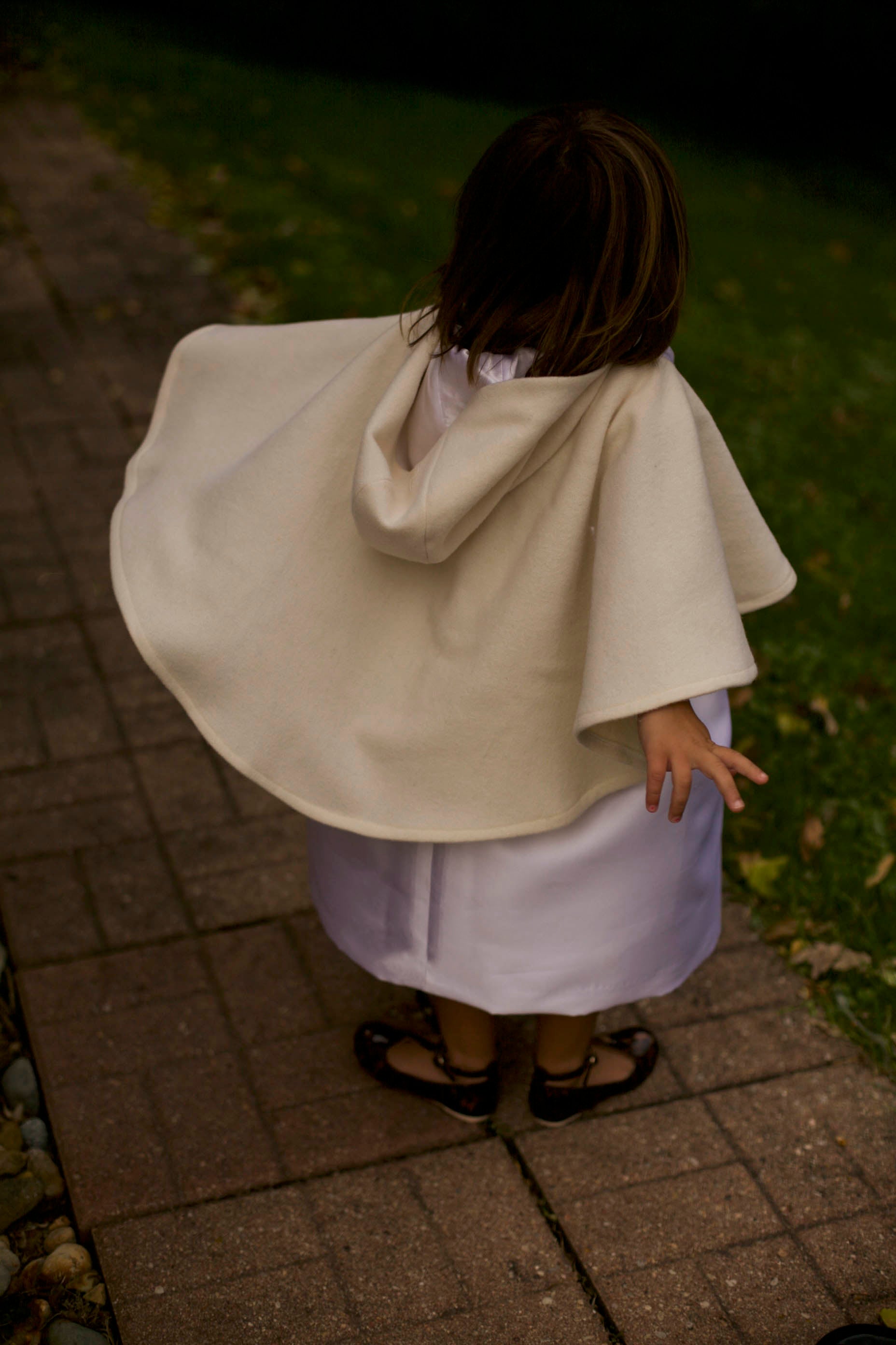 white cape with hood