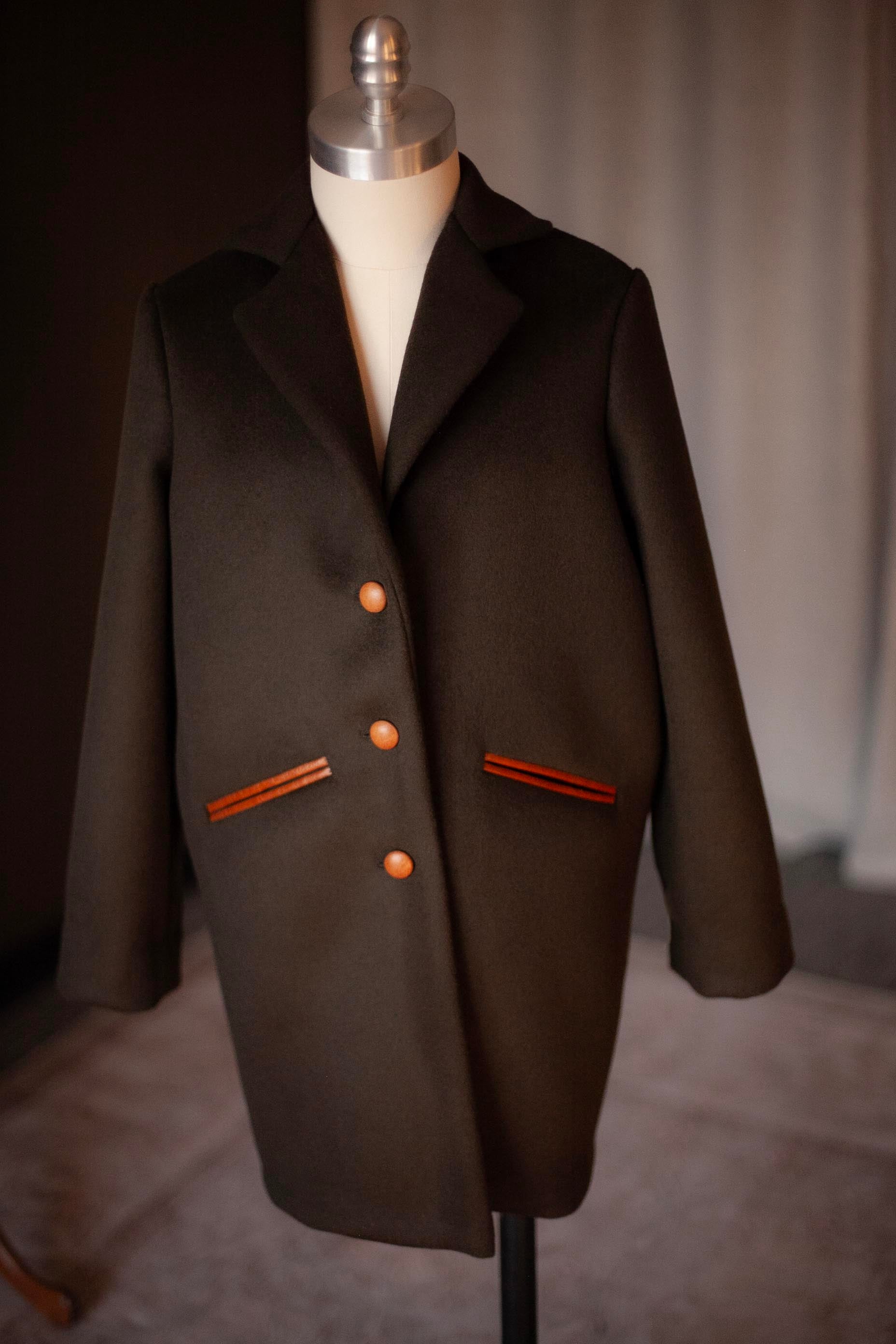 women's green cocoon coat