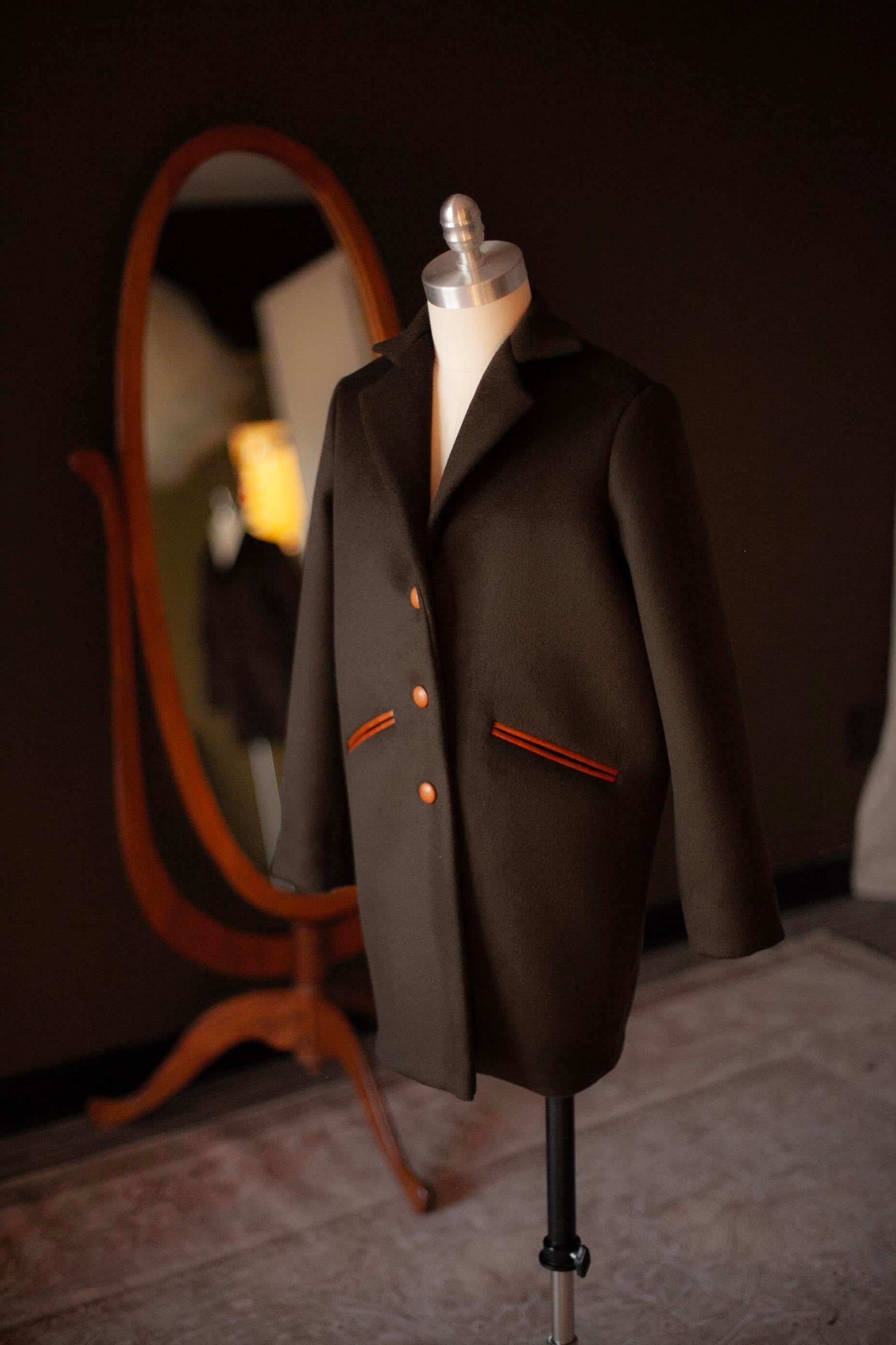 green wool cocoon coat