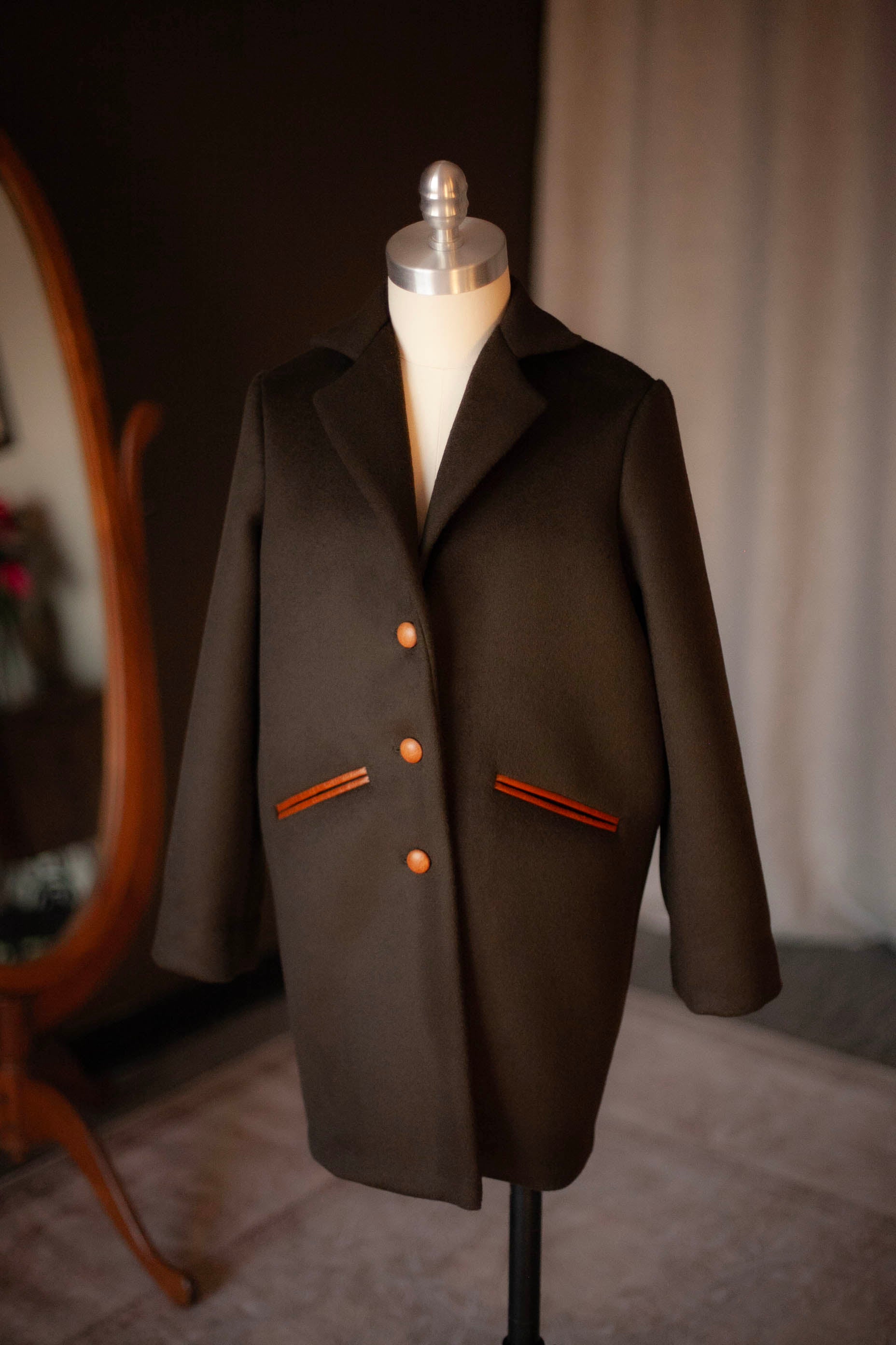 dark army green wool coat