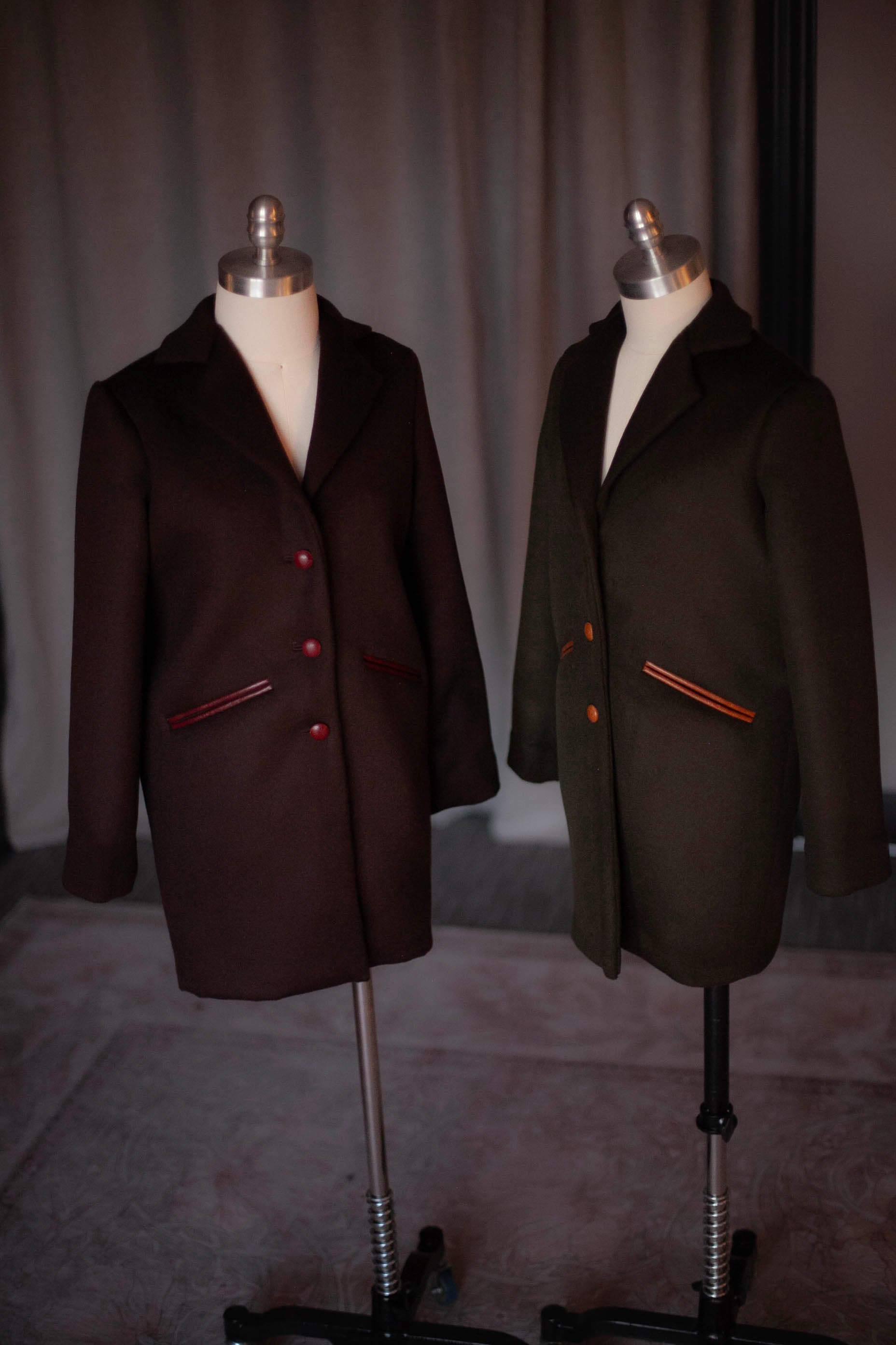 wool coats with leather