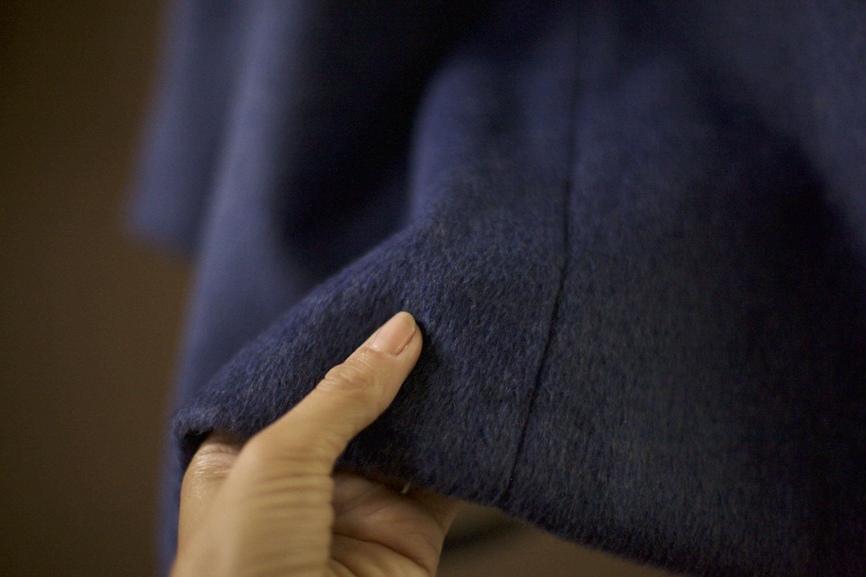 heathered blue wool coat