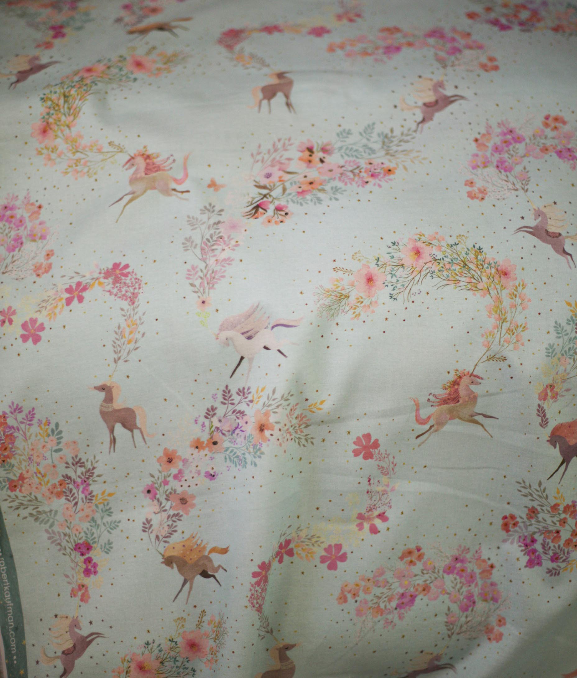unicorn meadows light blue fabric