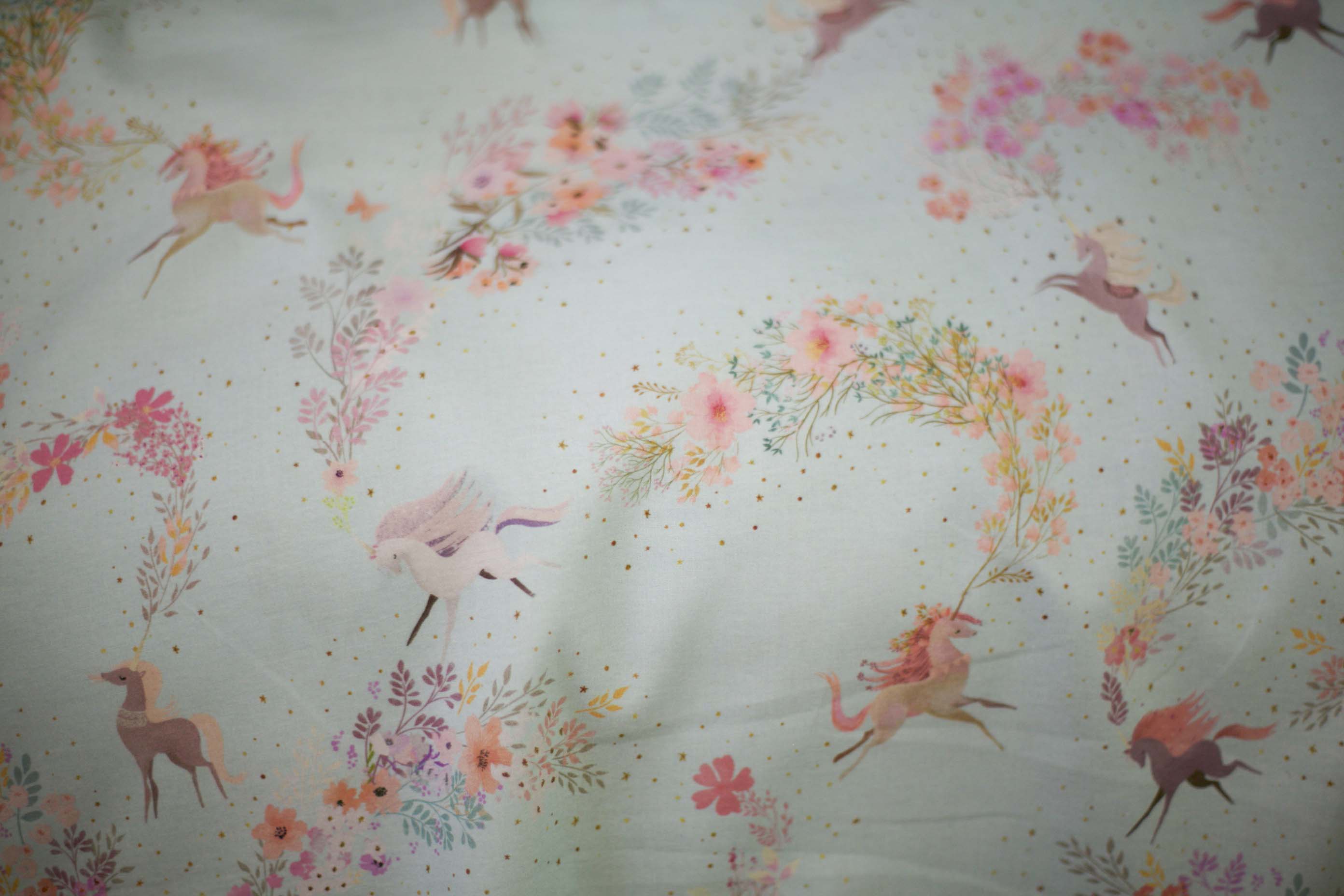 unicorn light blue fabric