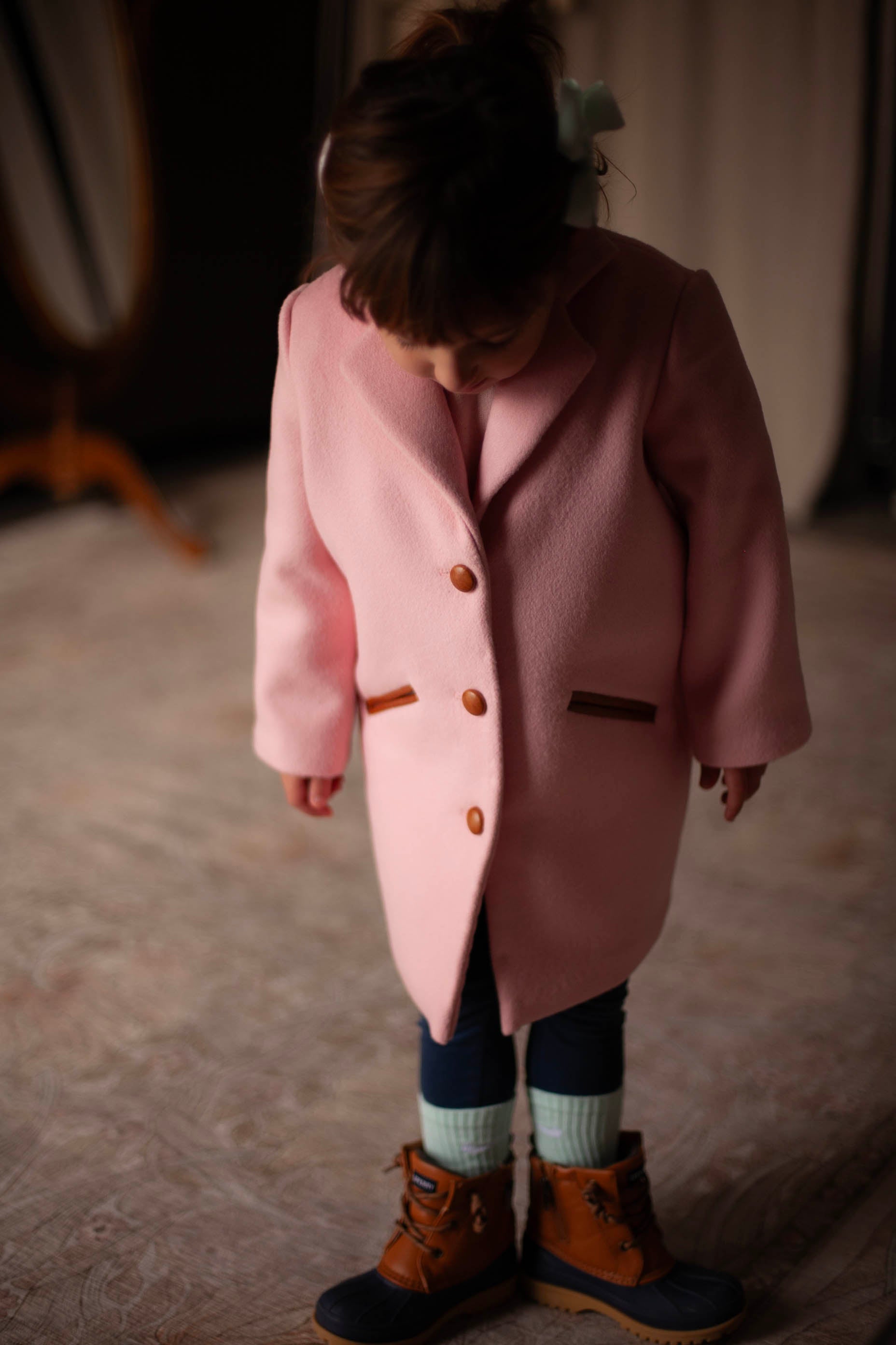 girls pink wool coat