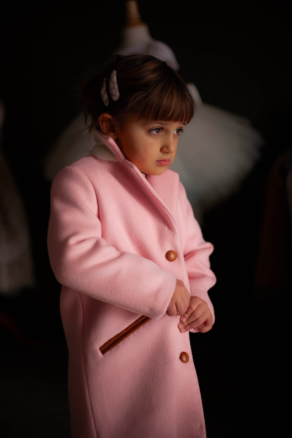 girls pink coat with leather