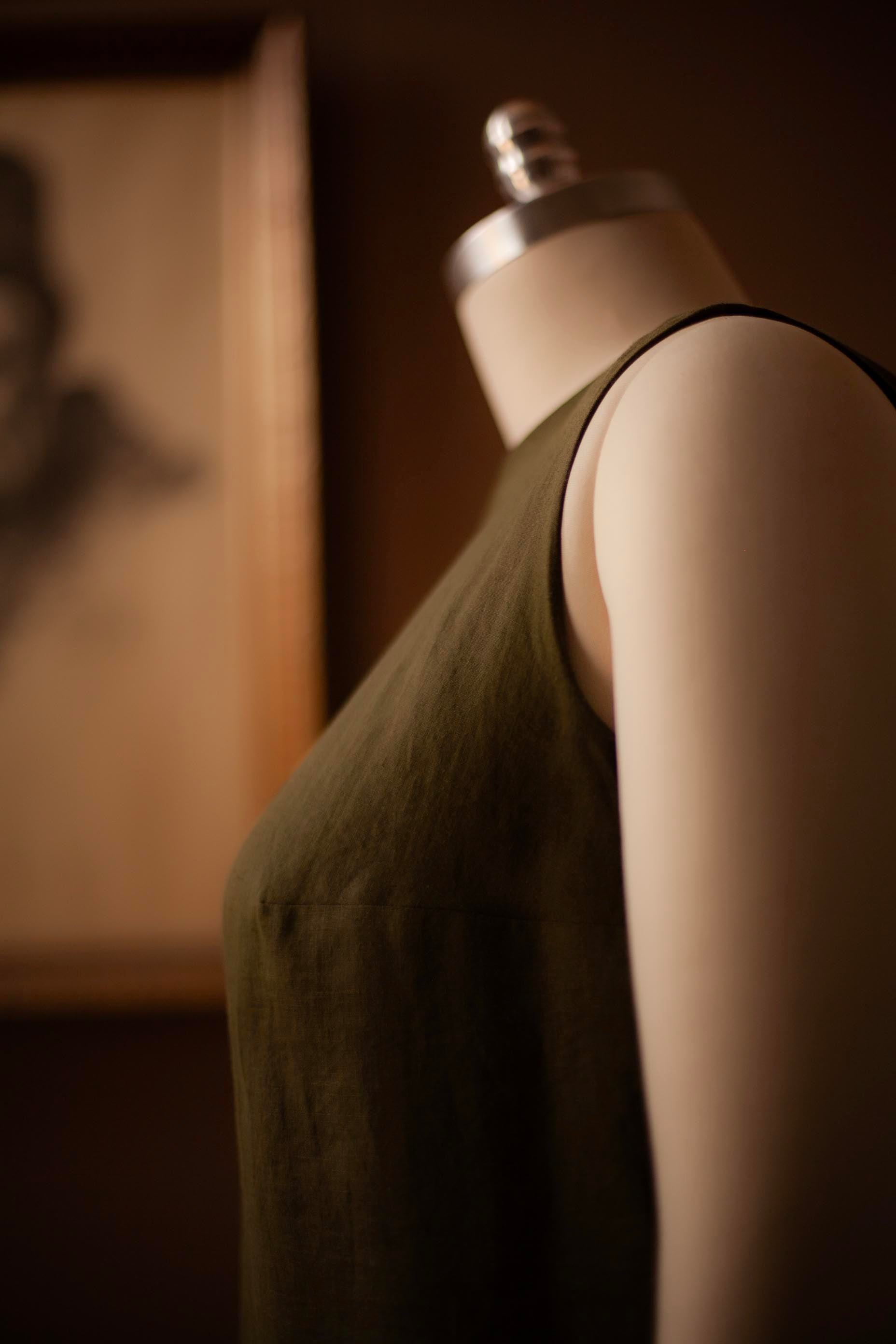 linen dress olive for plus size women