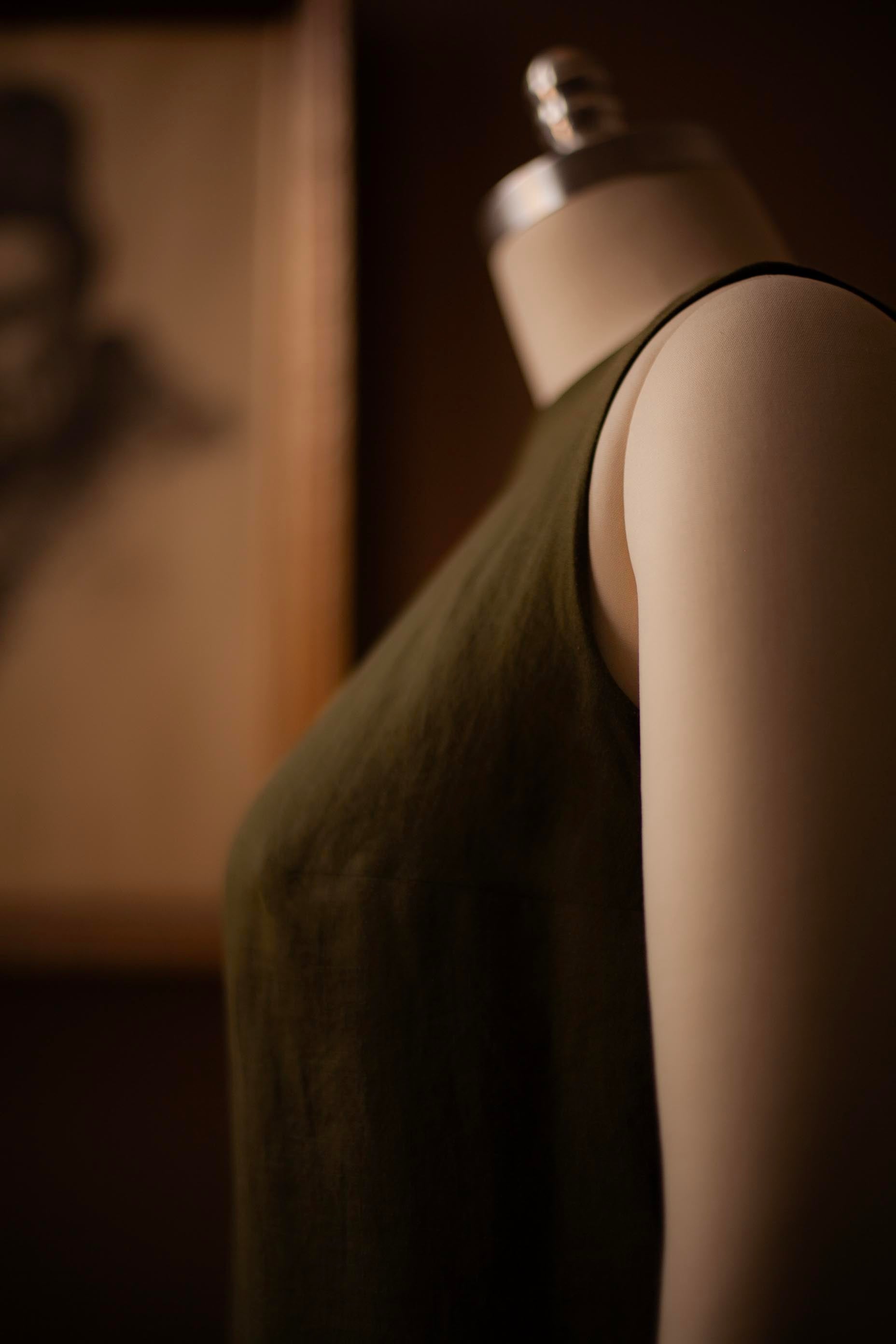 green linen dress
