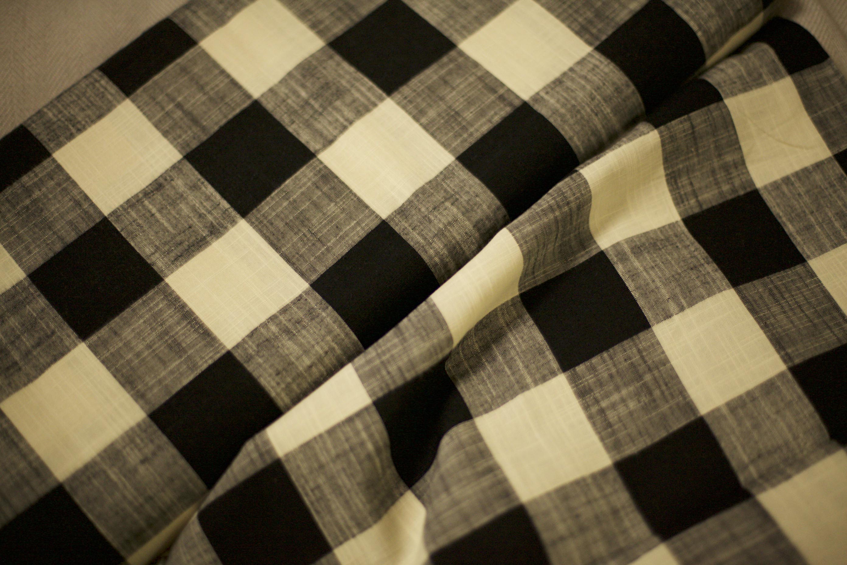 cream and black Vichy fabric