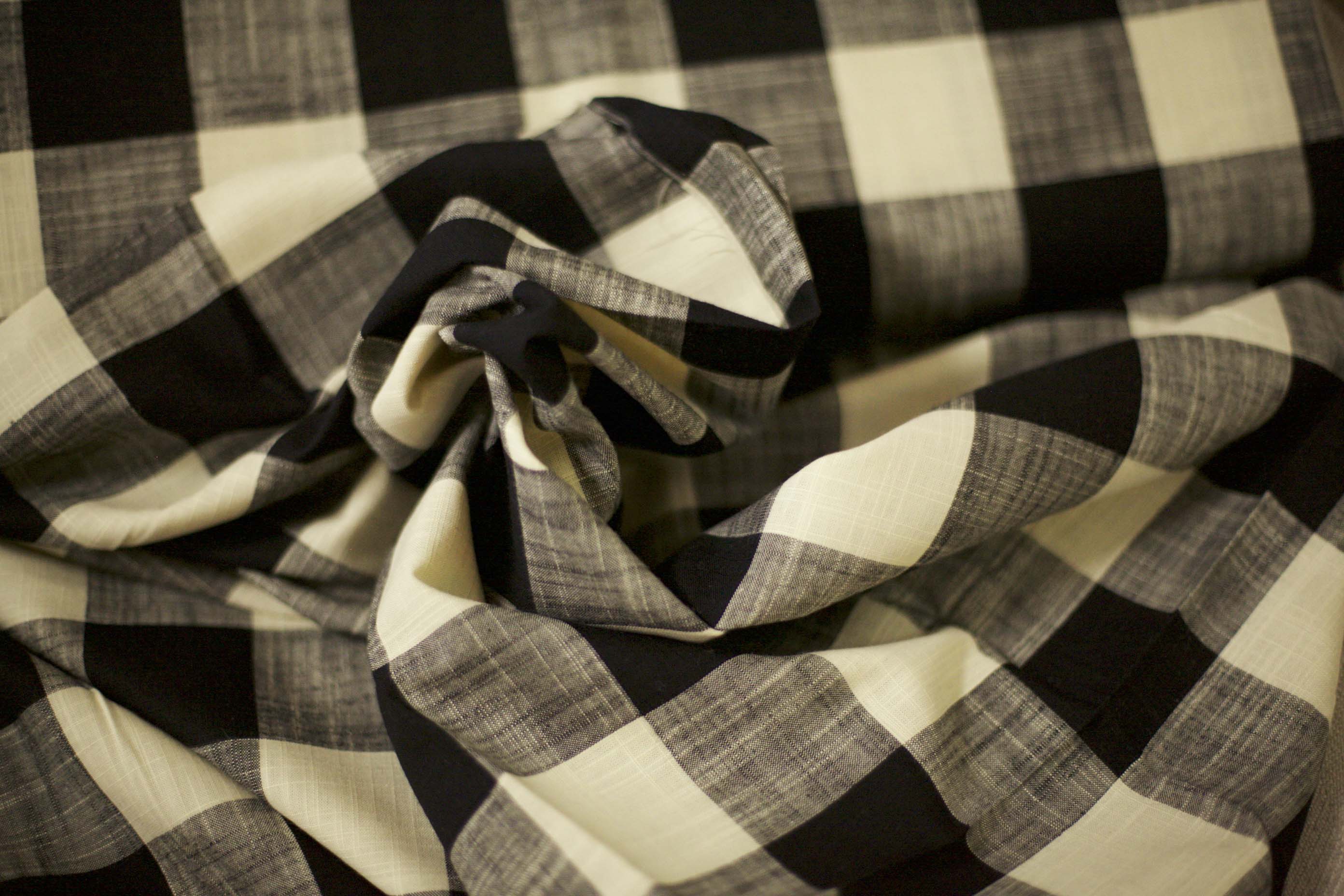 black and white check fabric