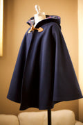 kids wool cape with leather toggle