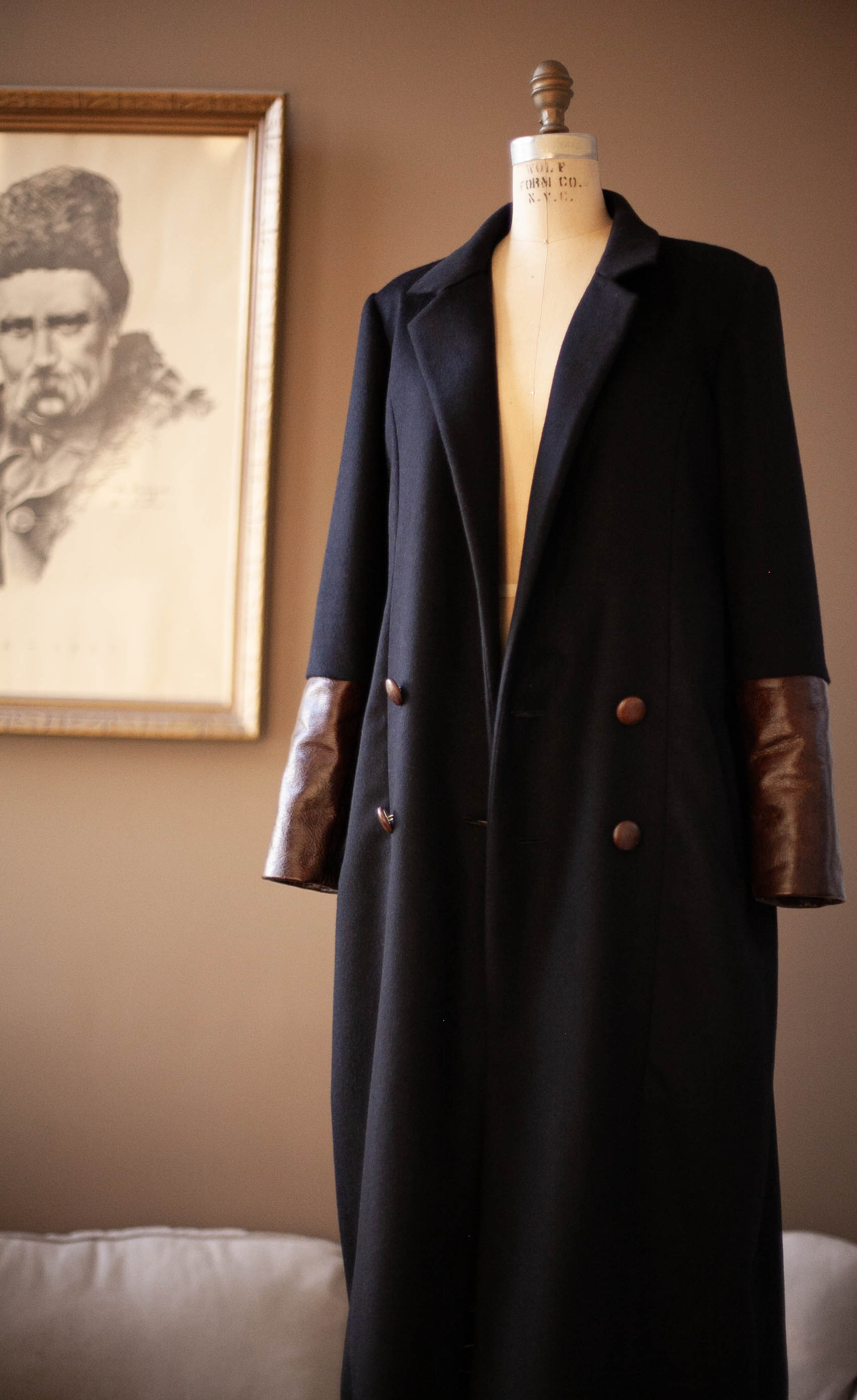 women's double breasted long wool jacket