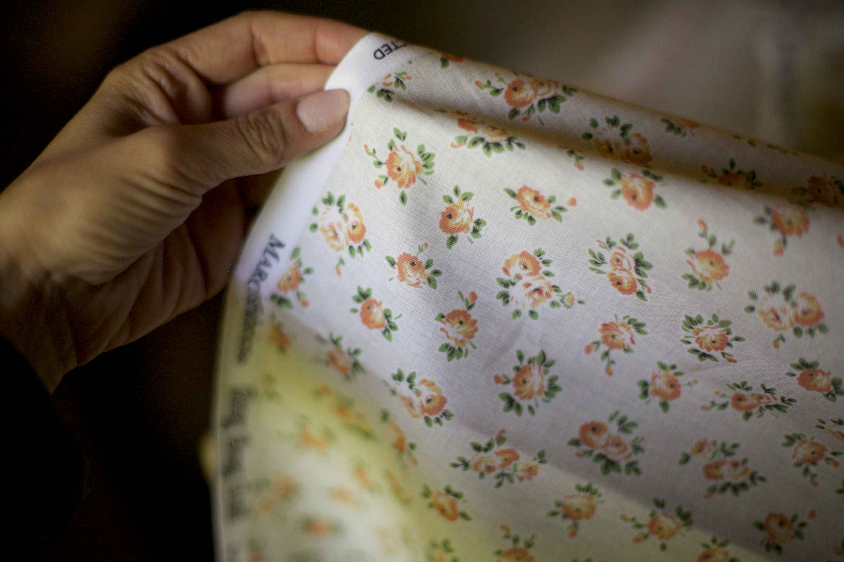 orange roses fabric
