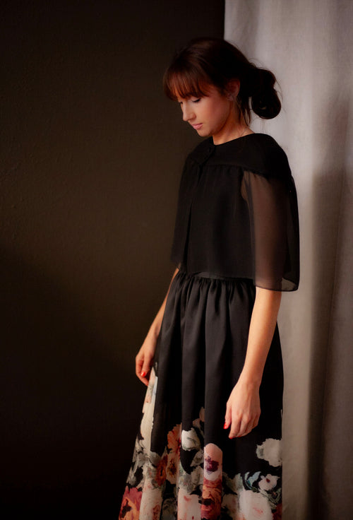 short black dress cape
