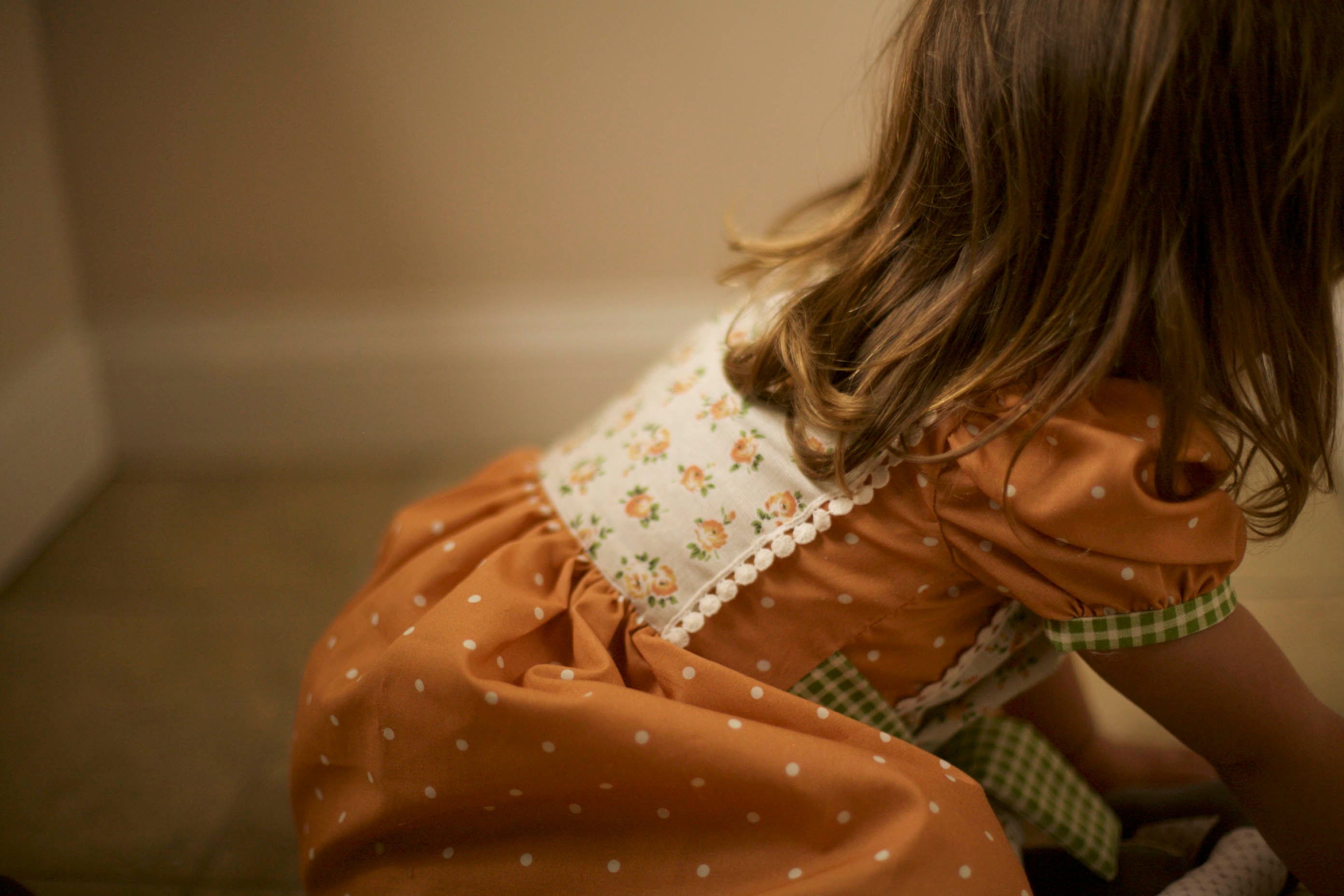 girls dress with vintage pattern
