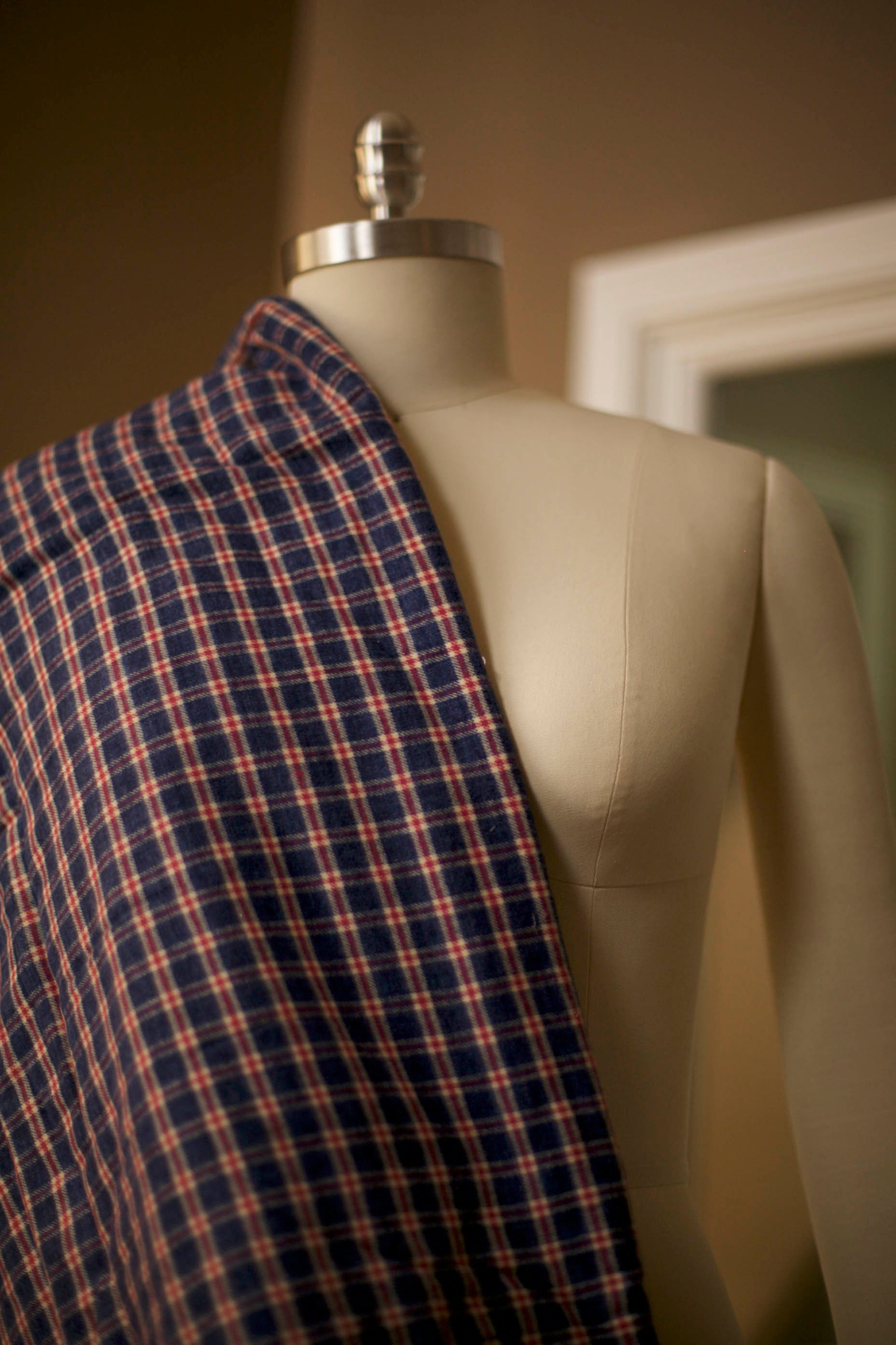 red and blue plaid fabric