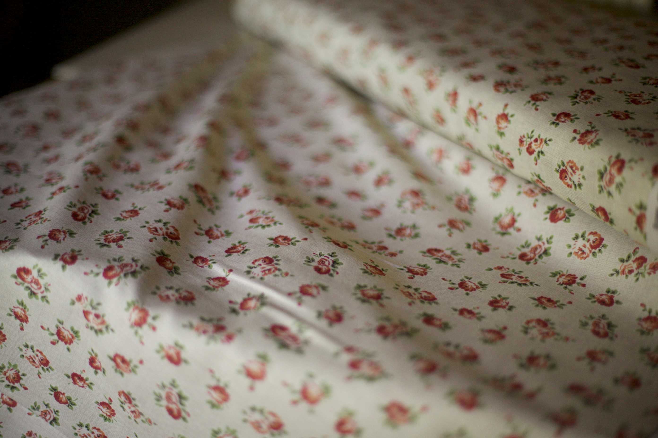 floral vintage fabric cream red