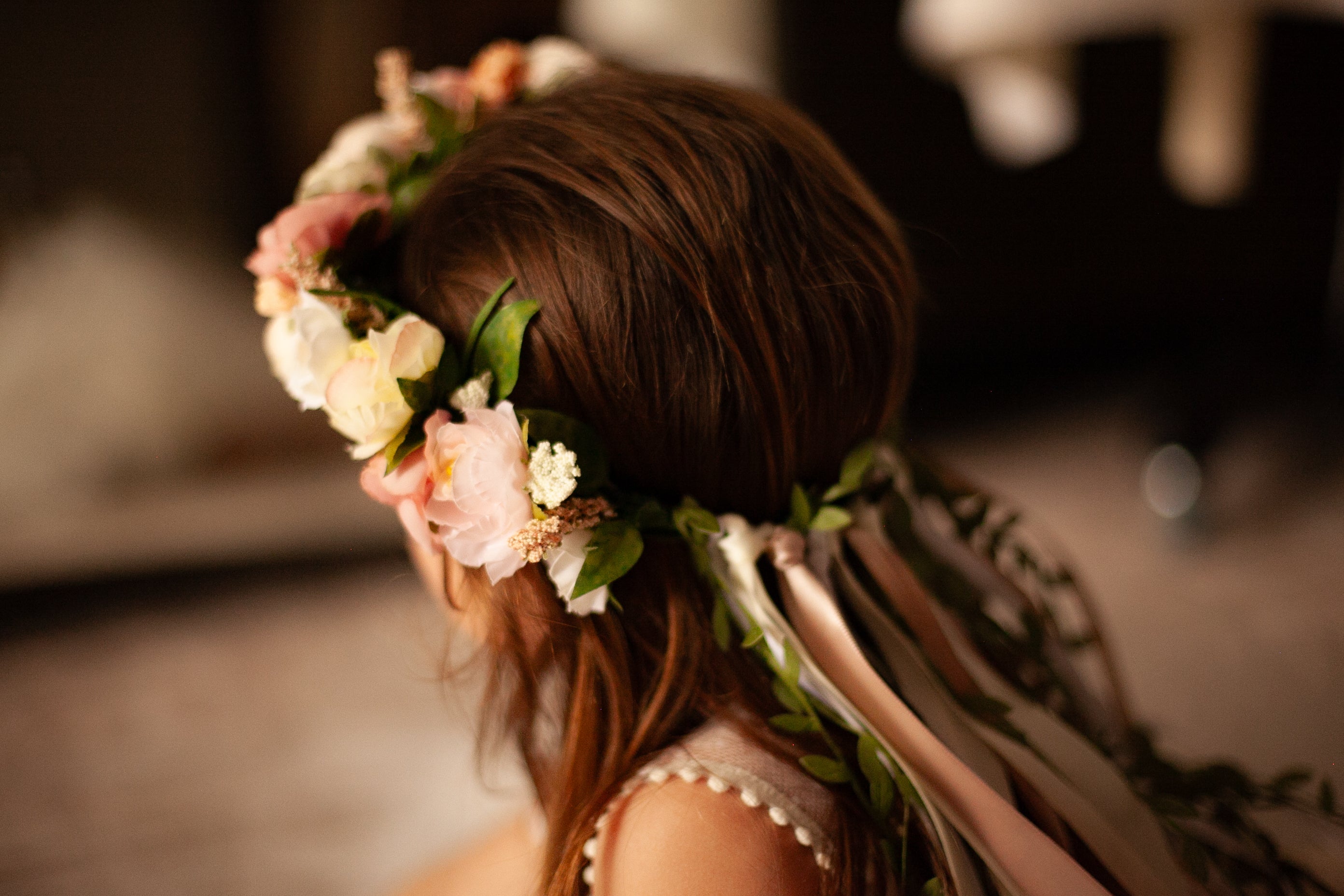 floral crowns with ribbons