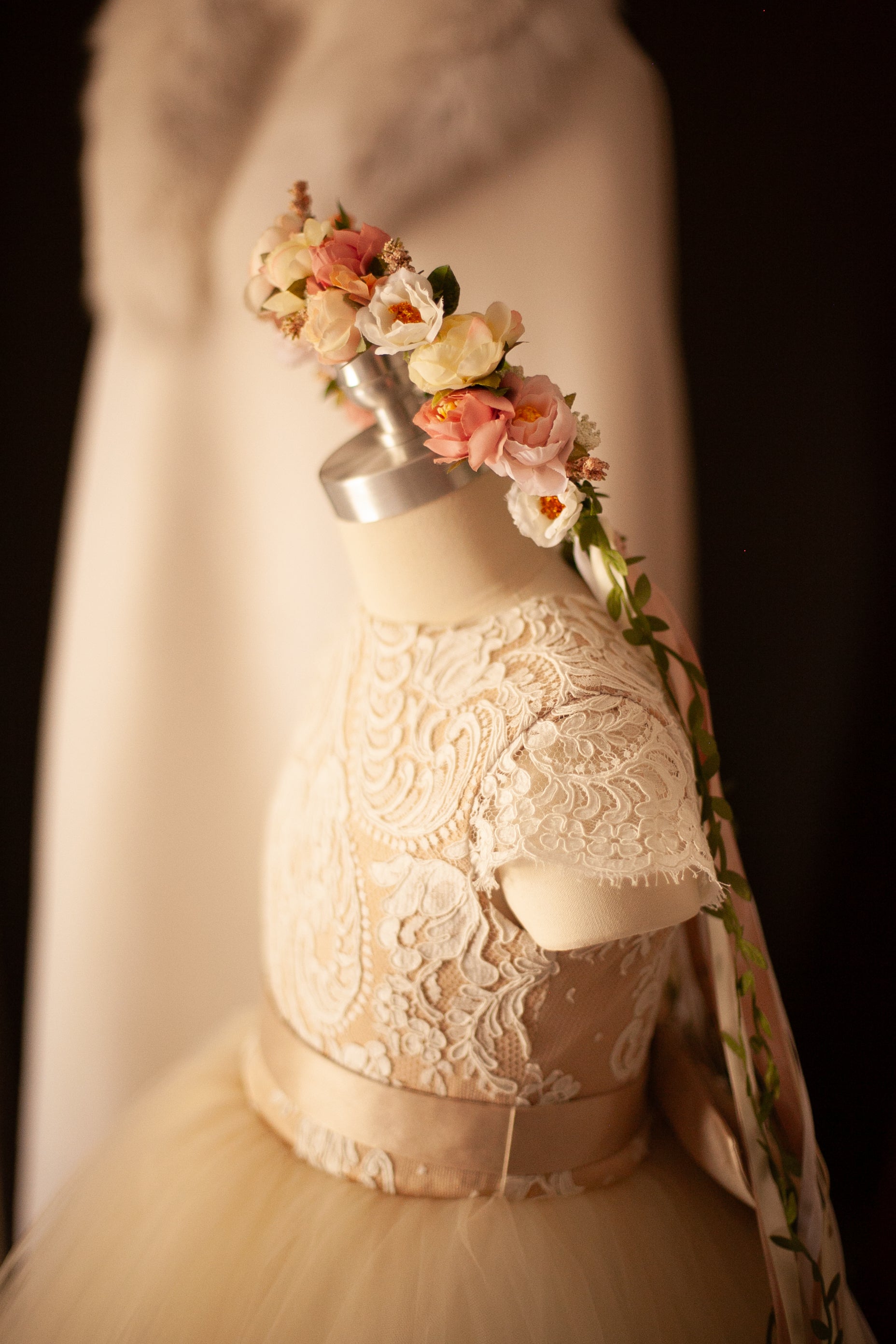 Floral crown with ribbons