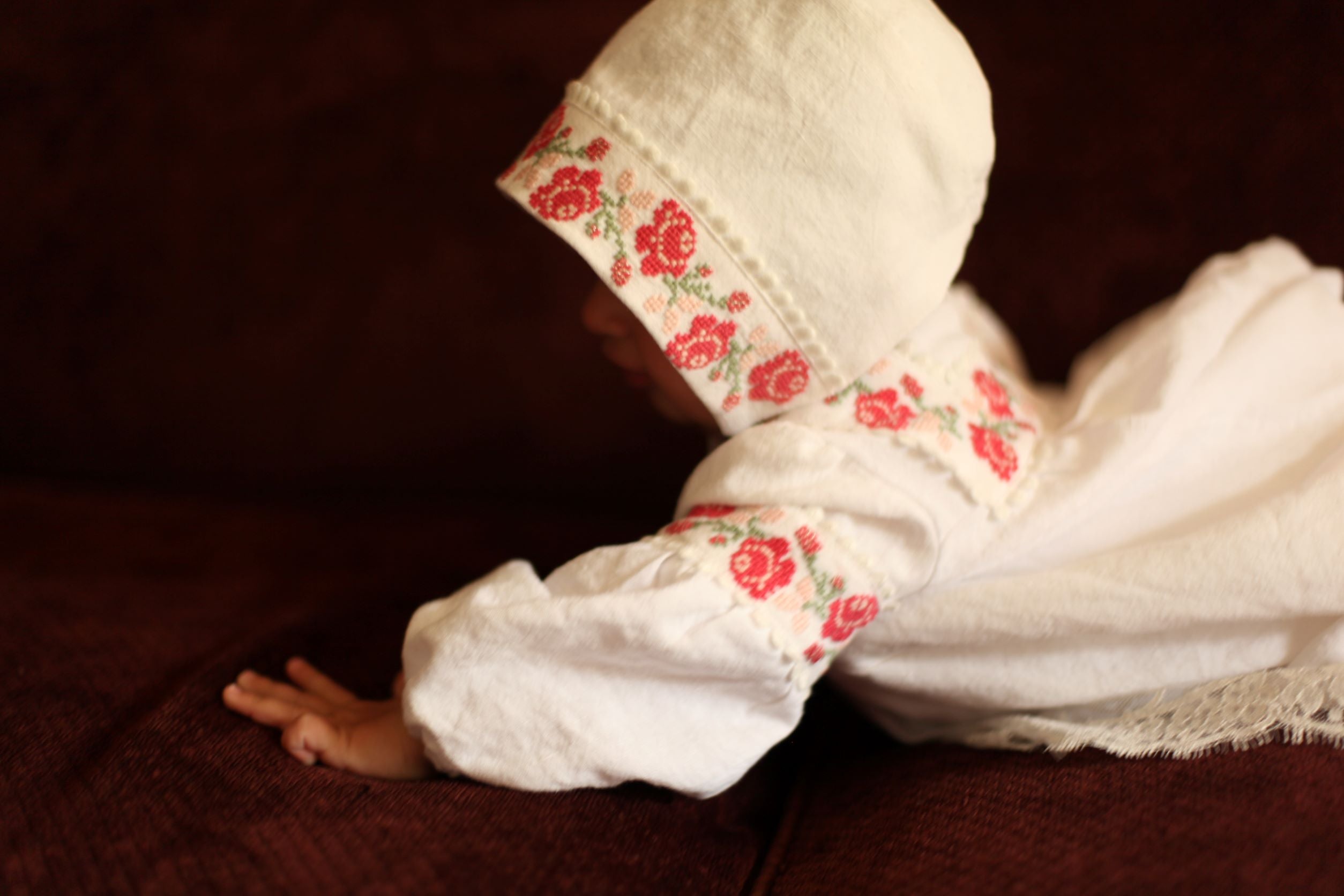 hand embroidered bonnet