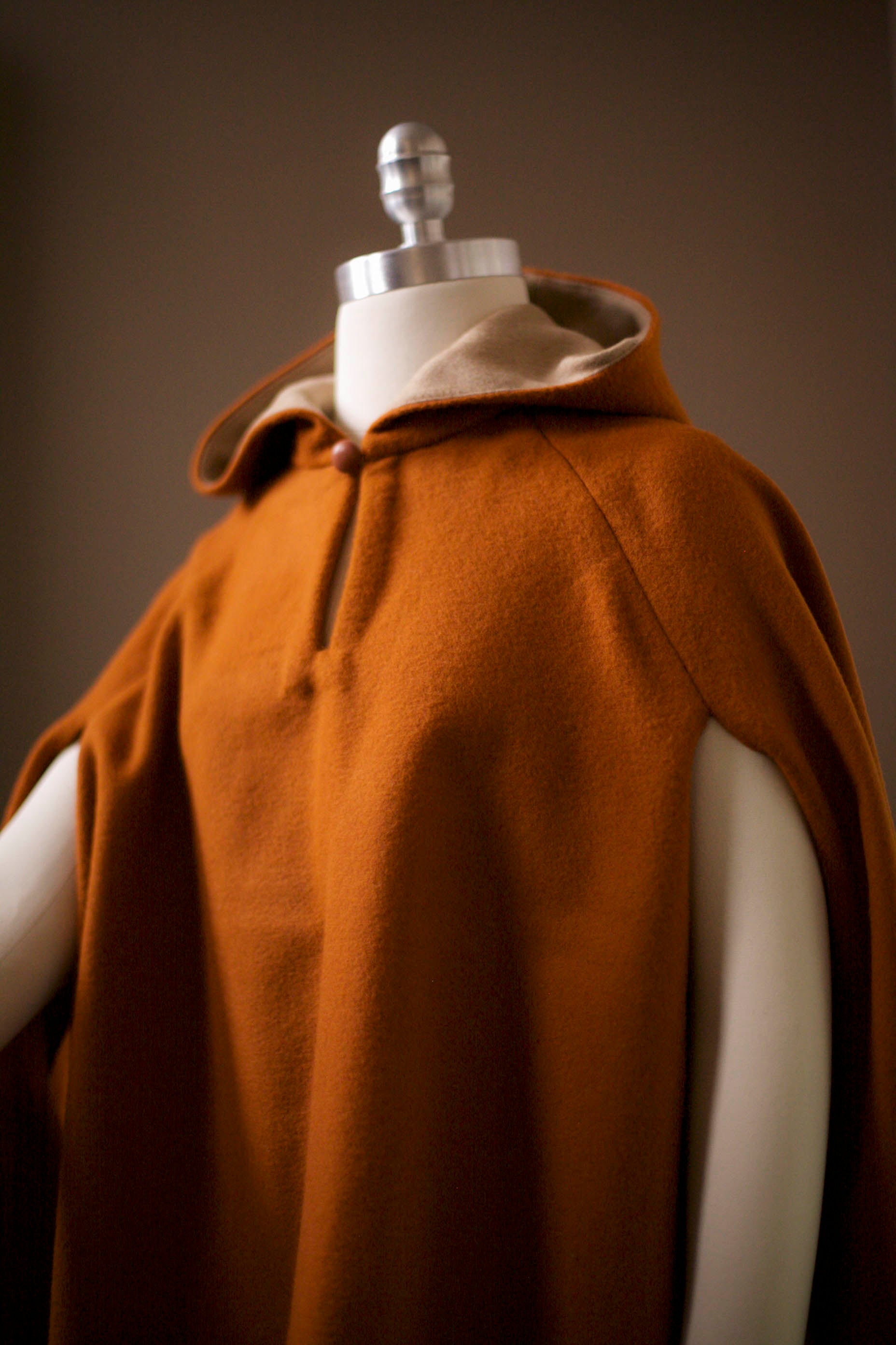 cognac wool cape