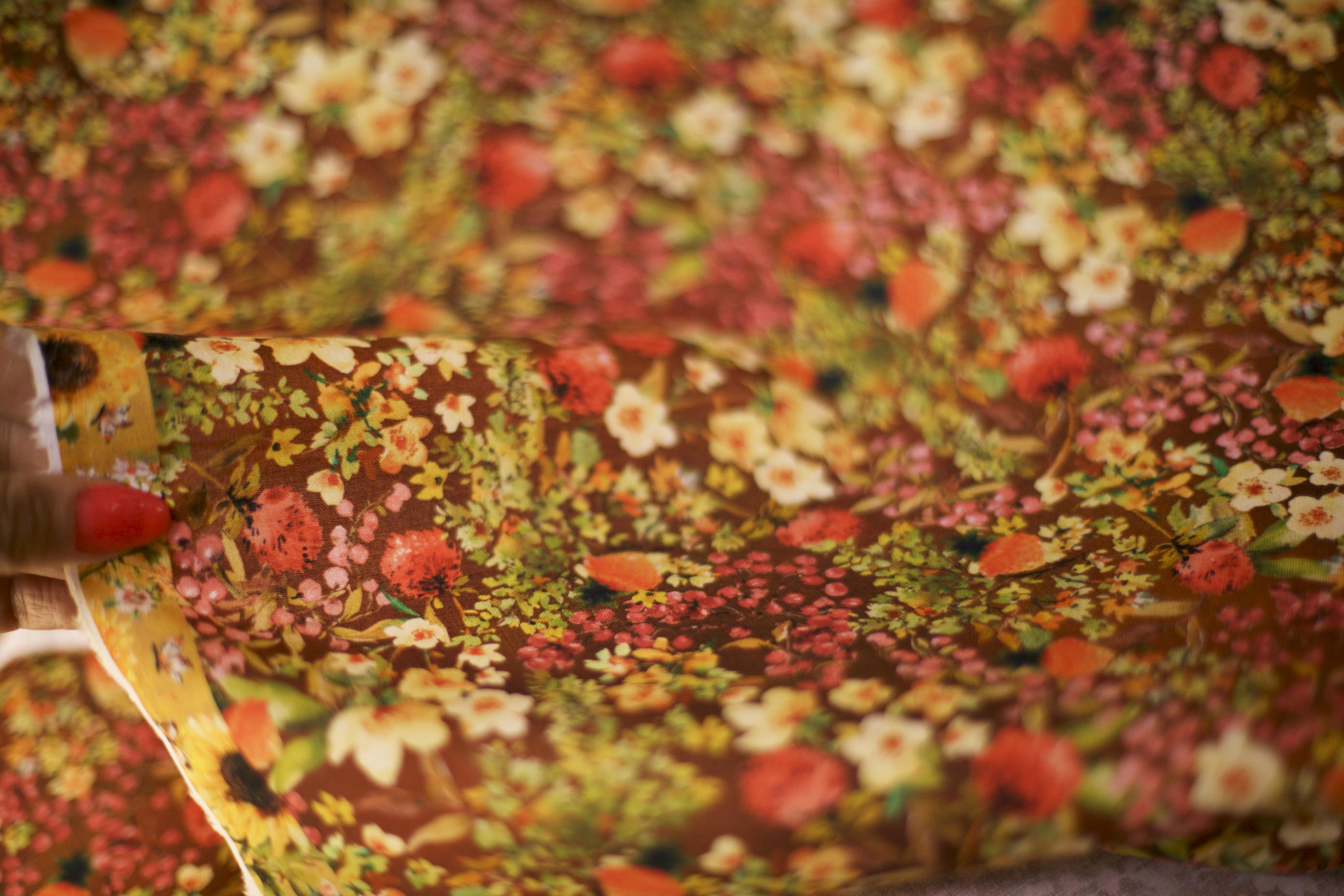 rust sunlit garden fabric