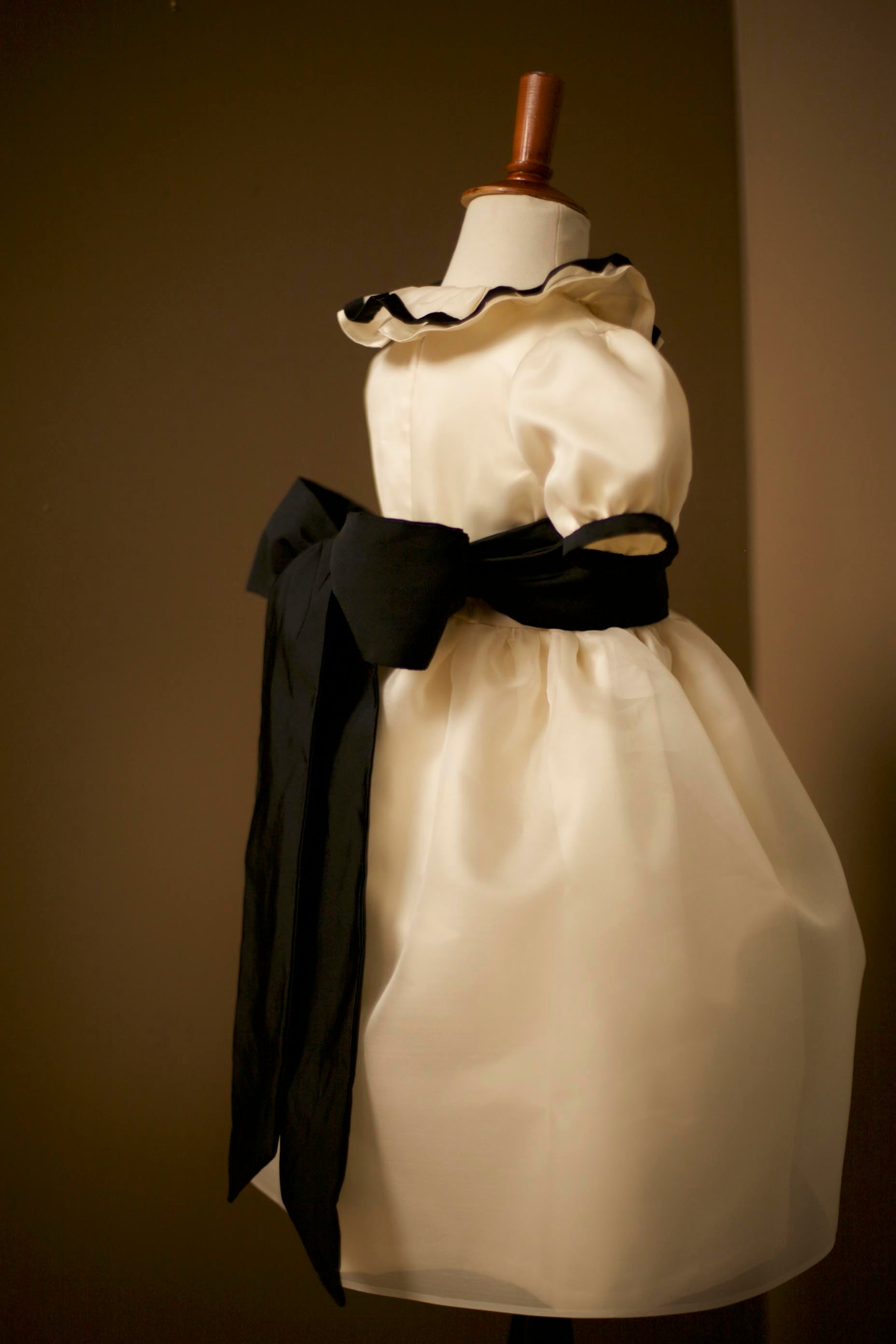 ivory and black flower girl dress
