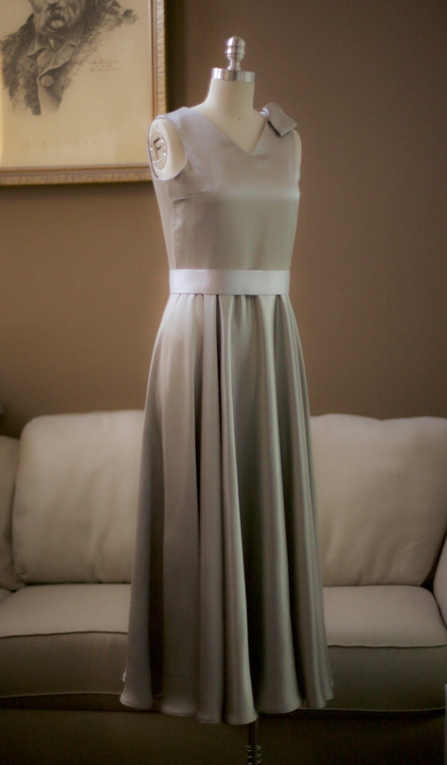 silver bridesmaid dress