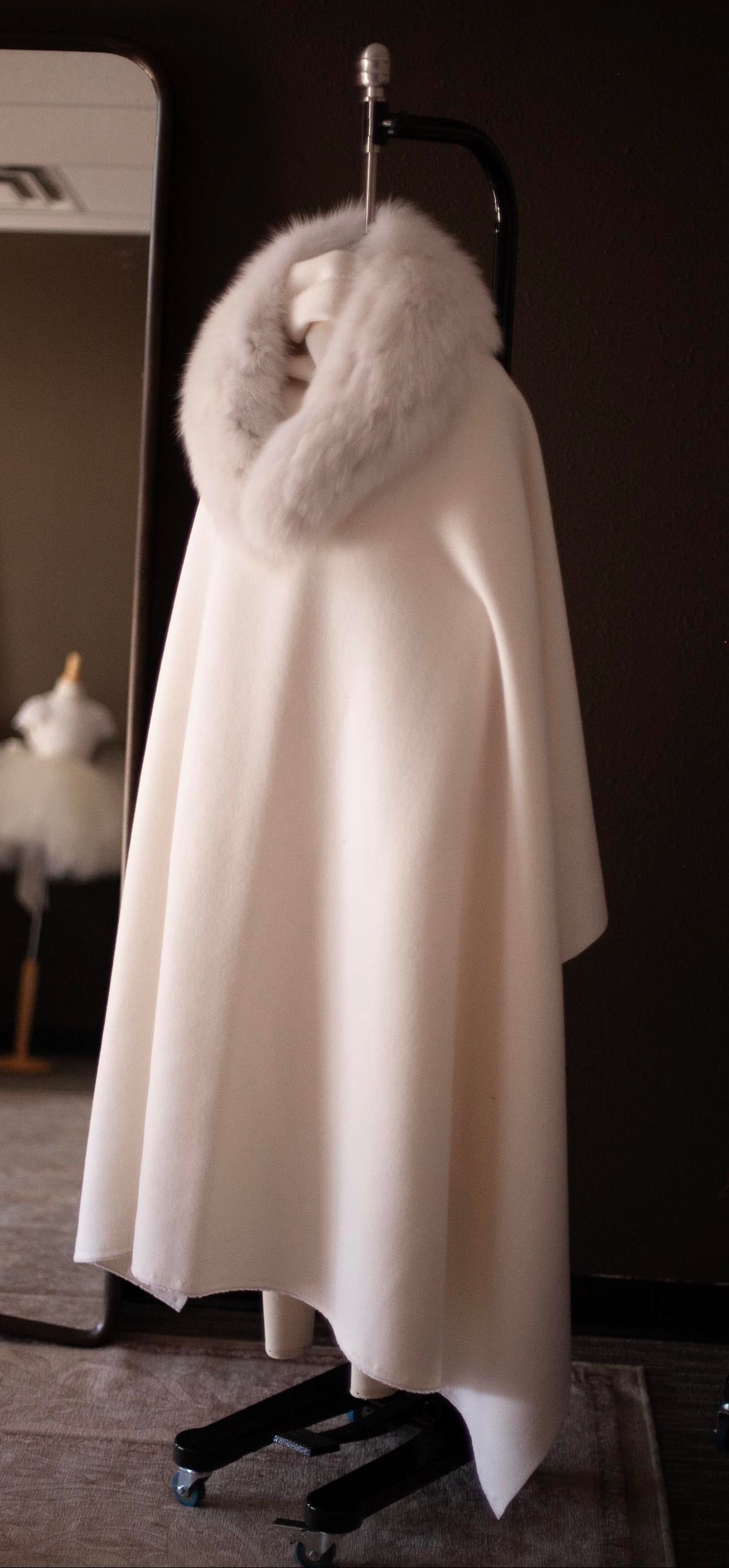 white wool cashmere coat