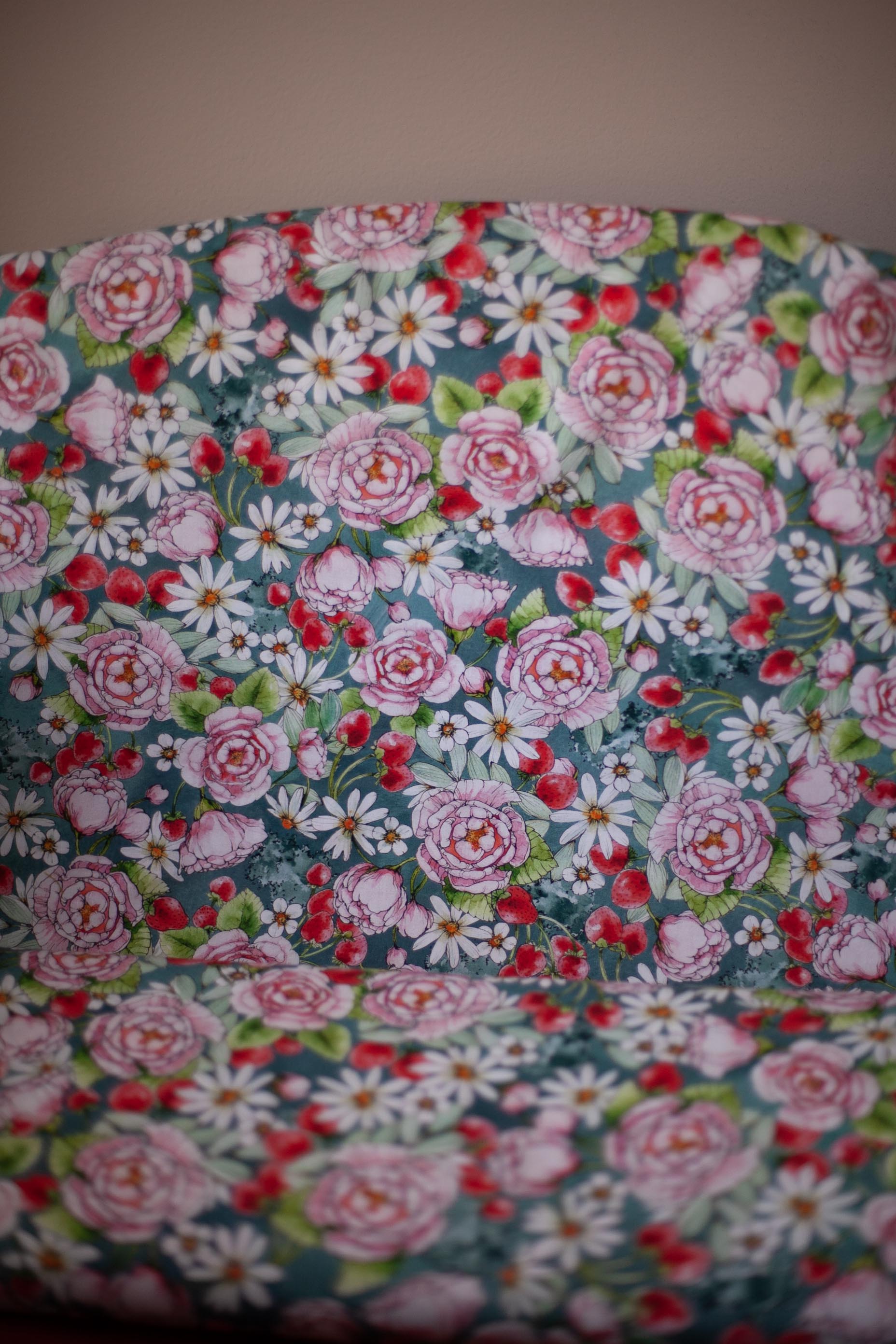 strawberry season slate fabric