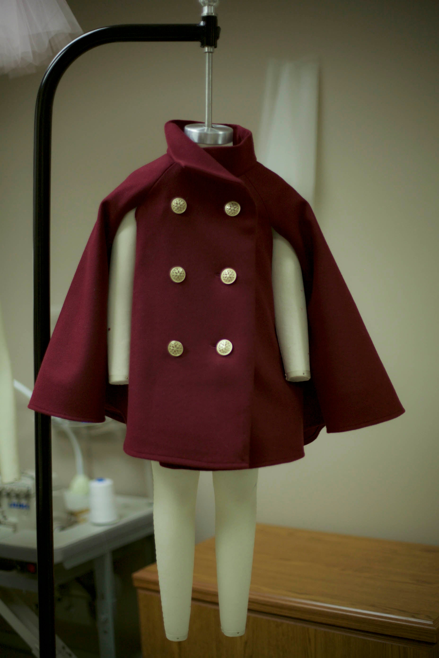 burgundy wool cape girls