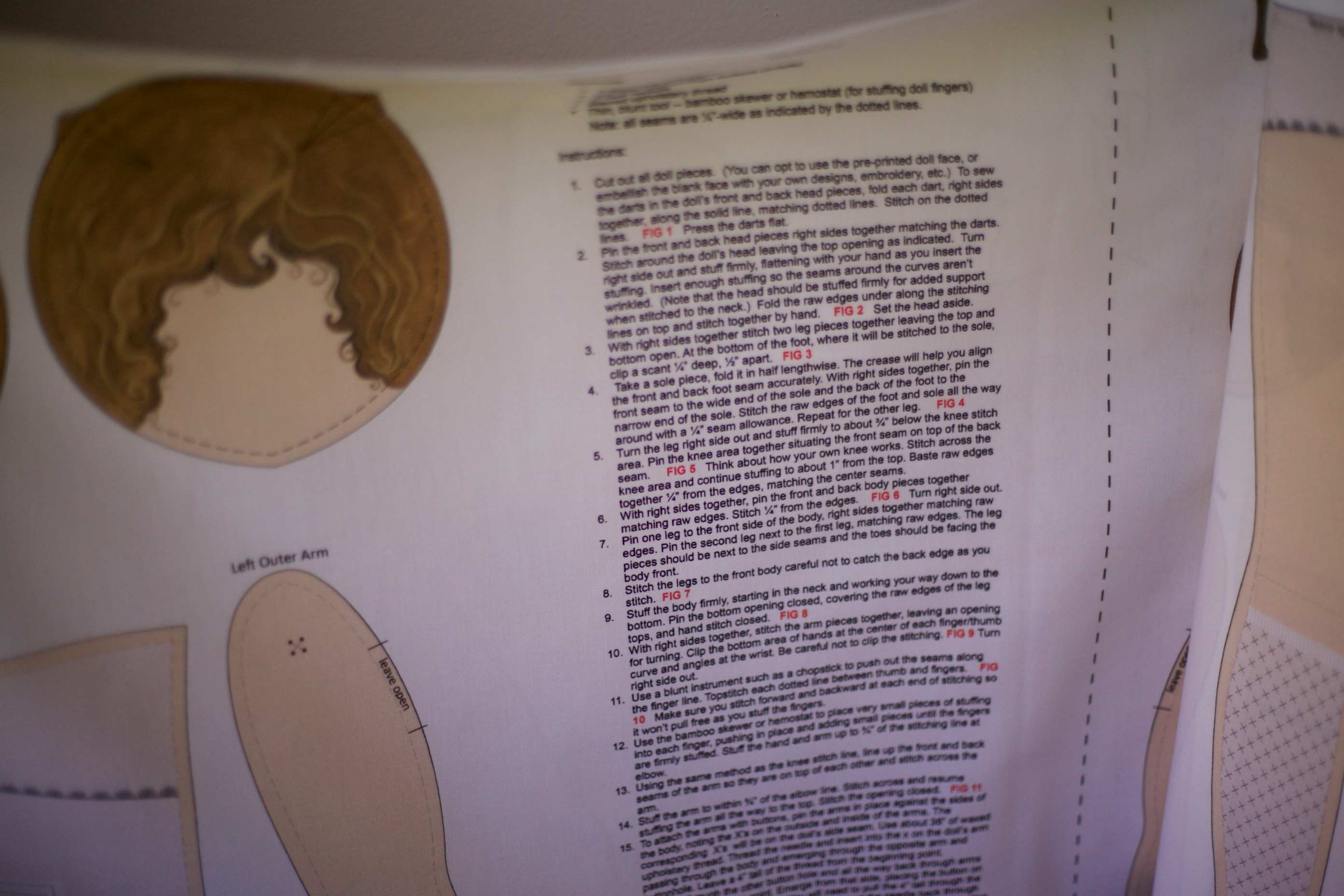 sewing instructions rag doll fabric