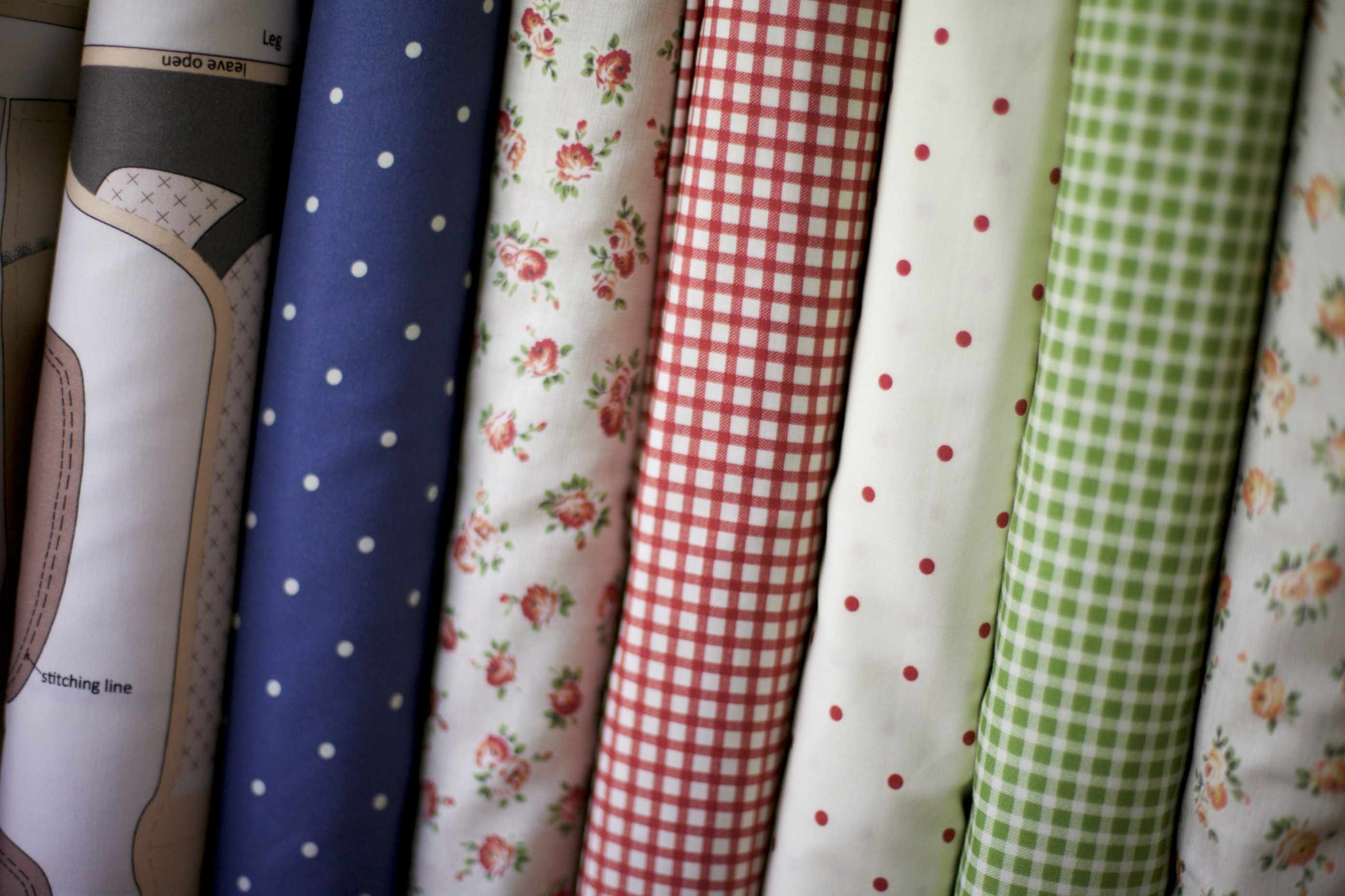 red check rag bag doll collection fabric