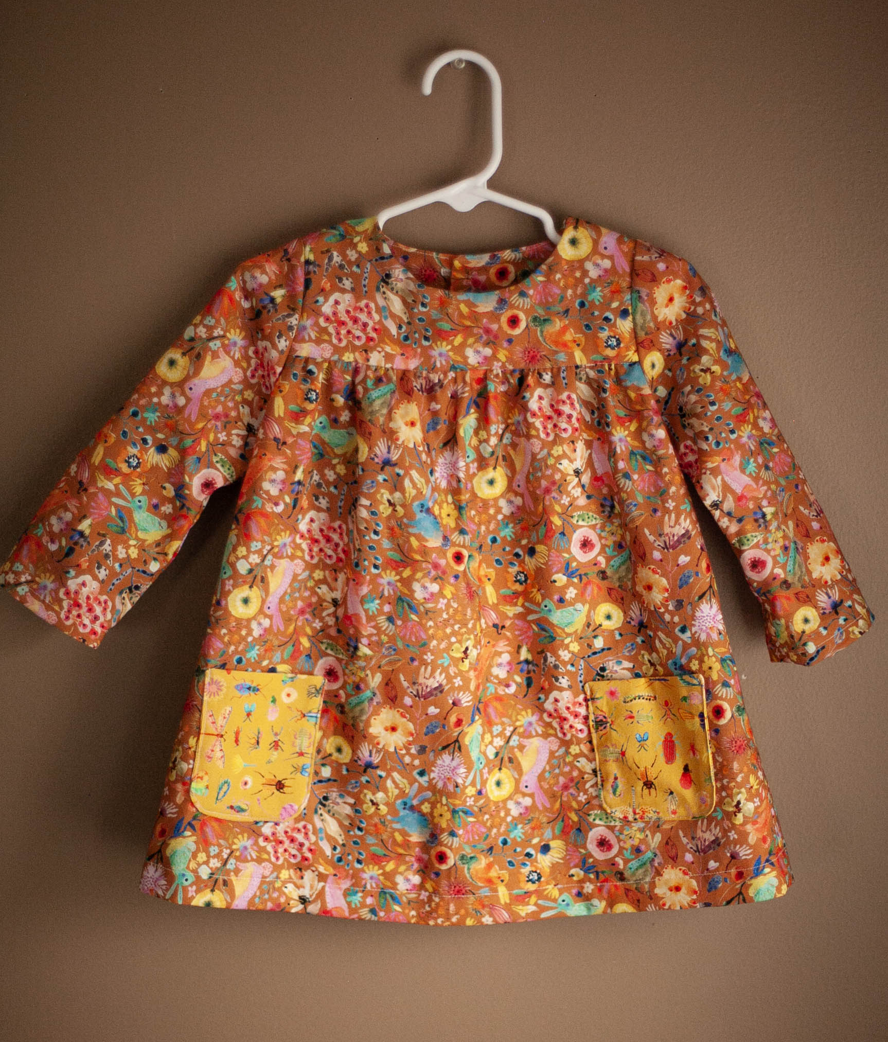 floral dress with bunnies for fall