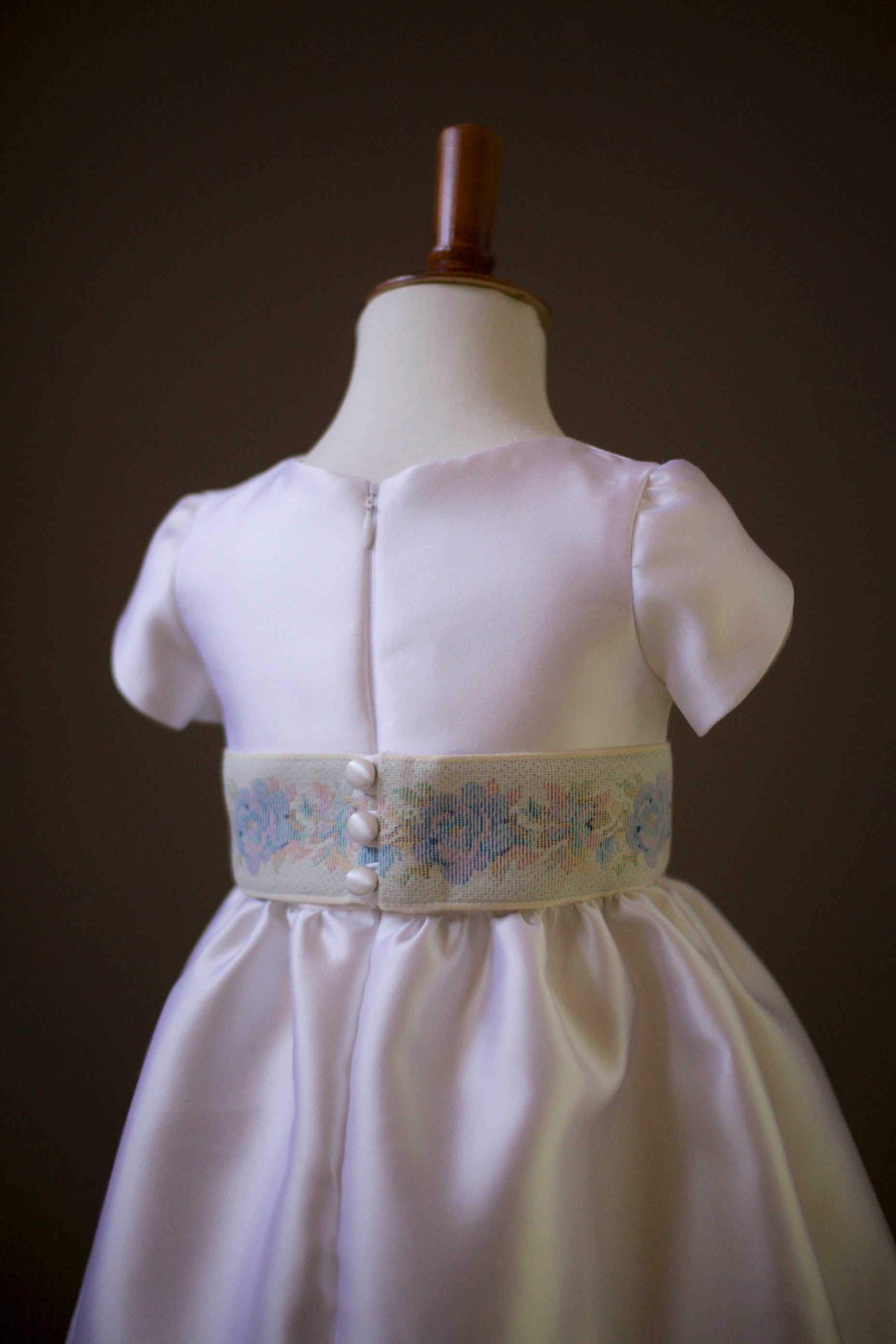 communion dress with floral sash