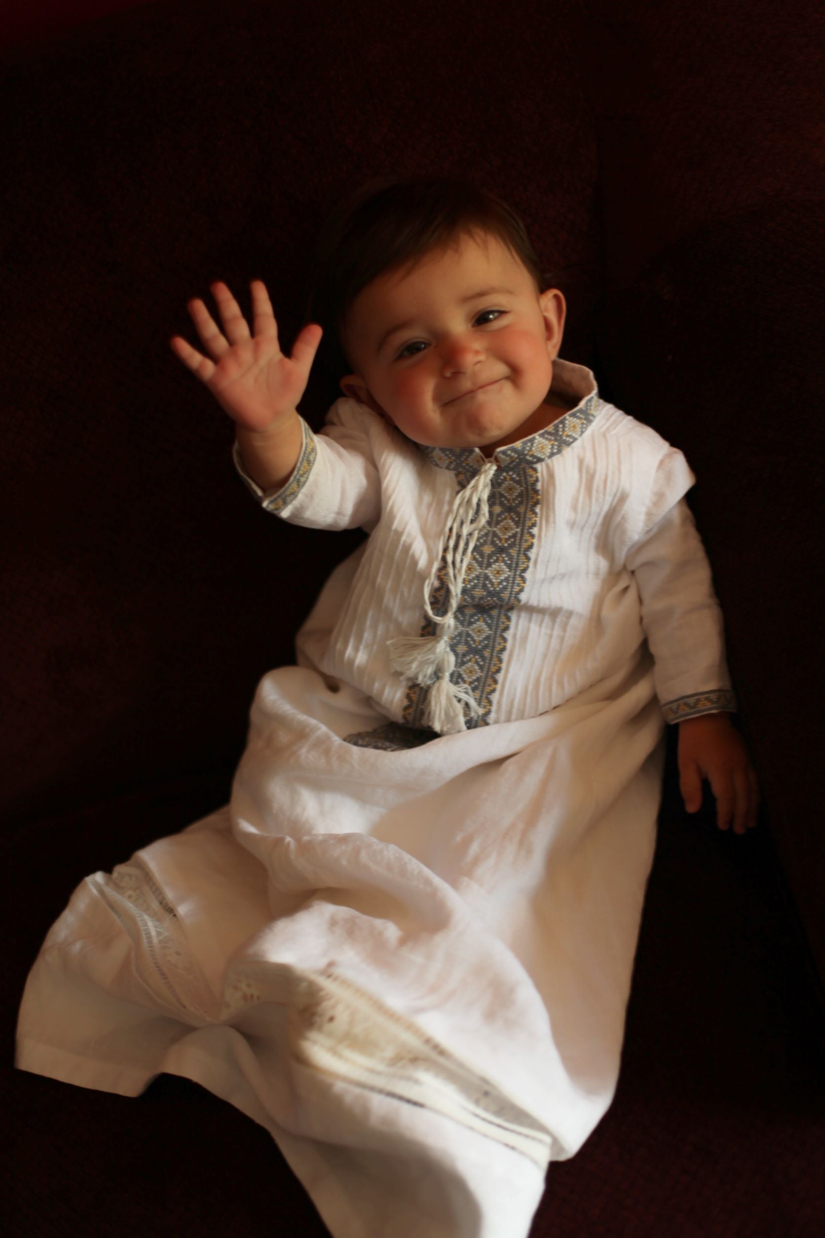 boys embroidered christening gown