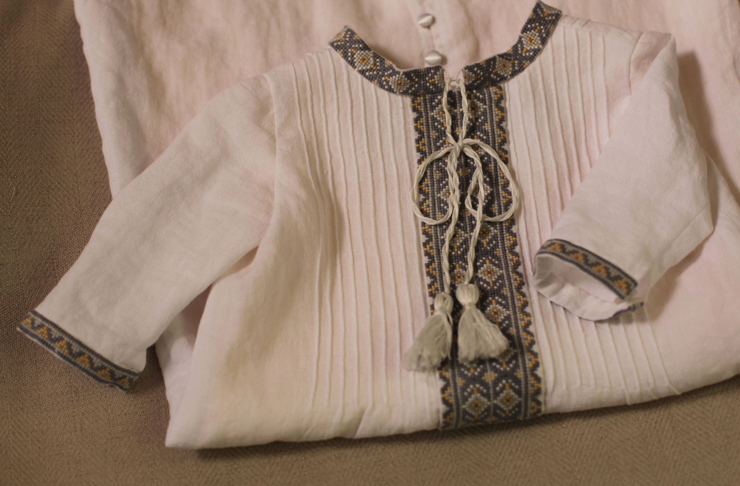 nehru collar embroidered shirt
