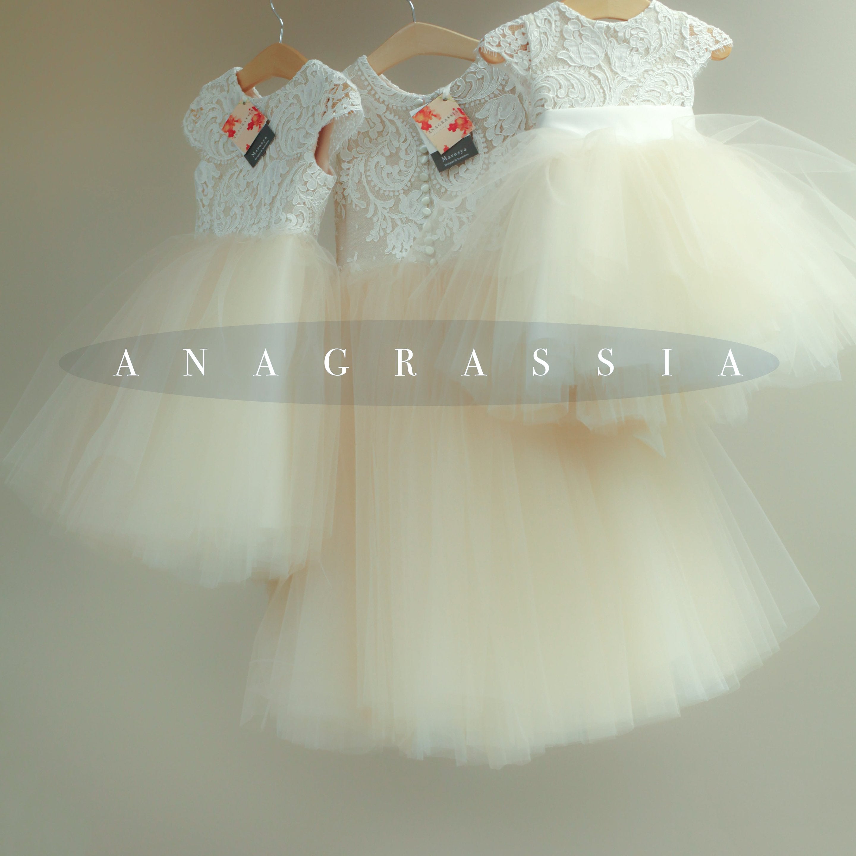 flower girl dress lace tulle gold ivory