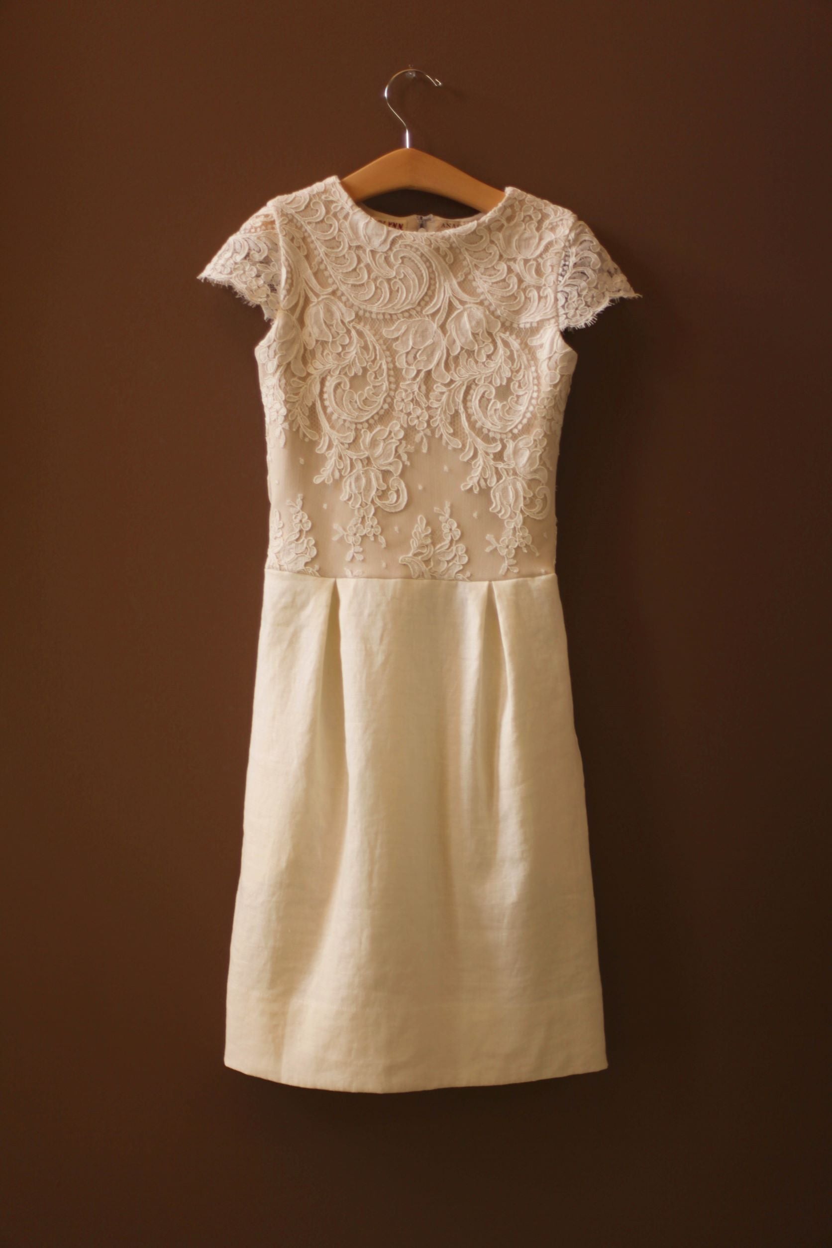 linen lace flower girl dress