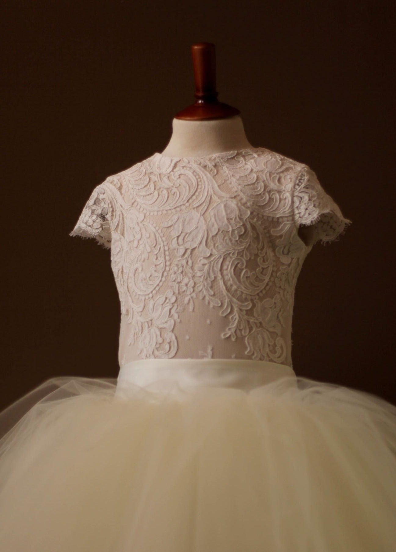 detachable tulle skirt flower girl dress