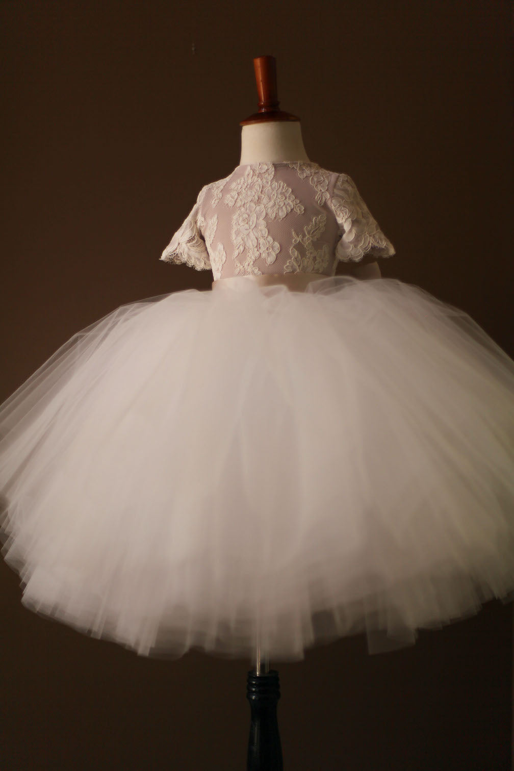 champagne flower girl dress with sleeves