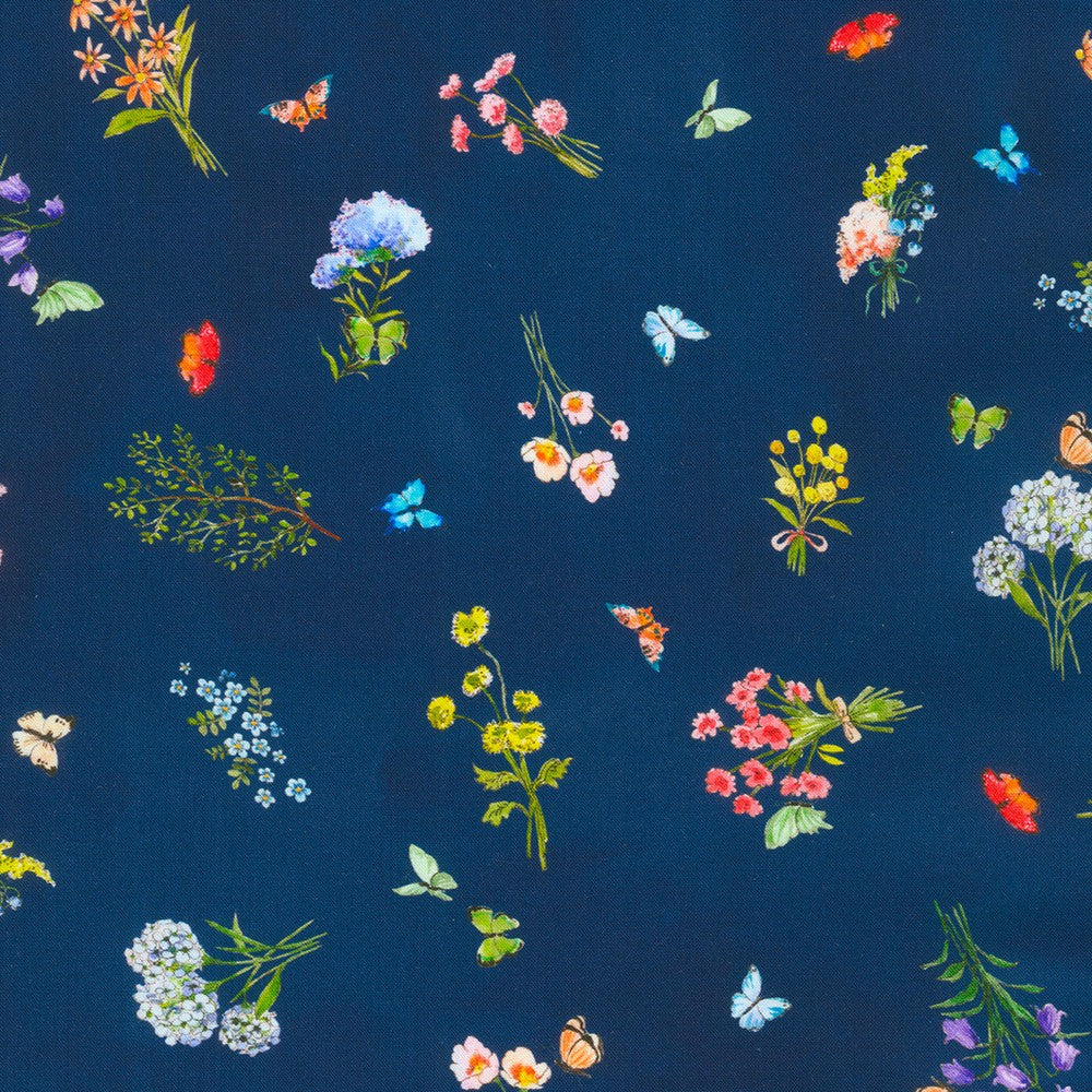 Navy from Wishwell Bunny Lane Collection For Robert Kaufman