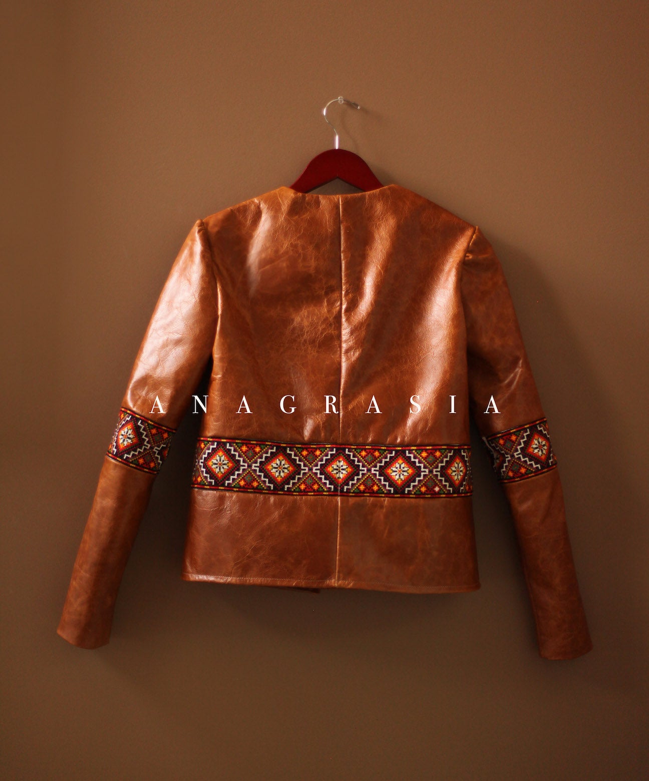 hand embroidered leather jacket