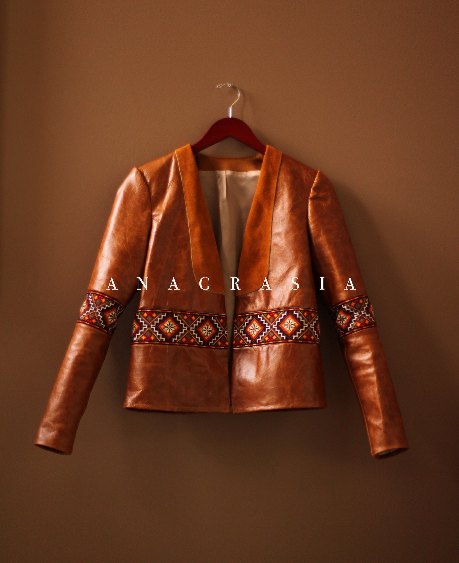 hand embroidered leather jacket