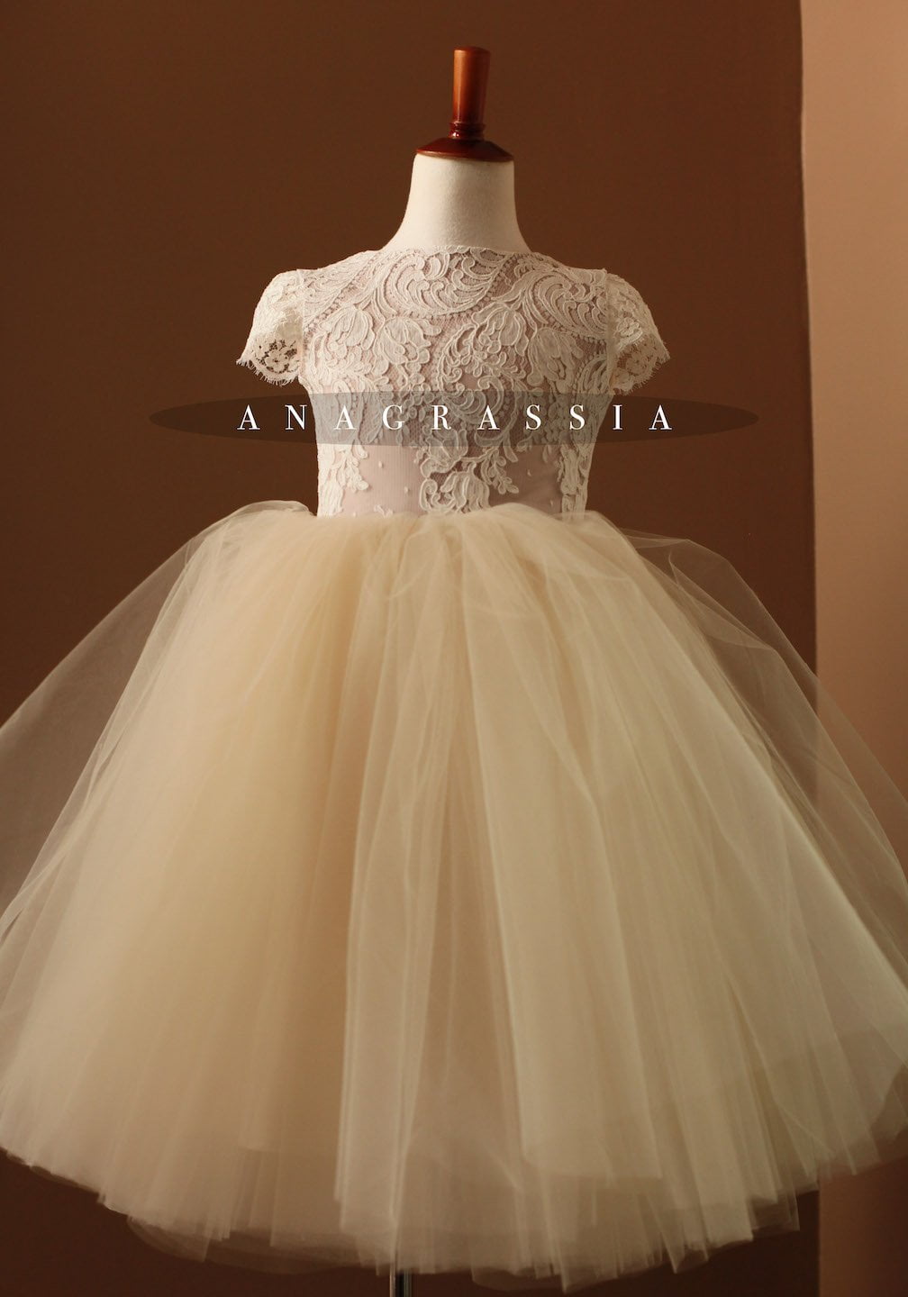 champagne lace flower girl dress