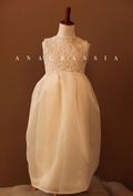 long silk flower girl dress