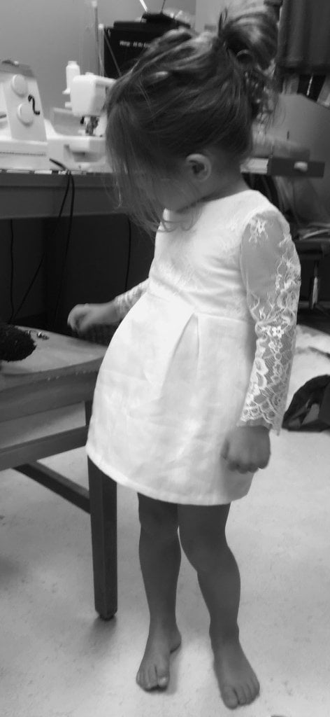 linen long sleeves flower girl dress