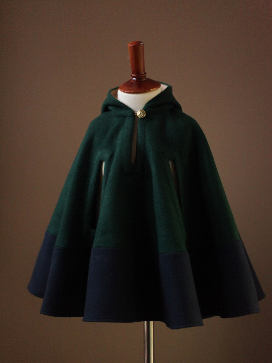 Color Block Wool Cape
